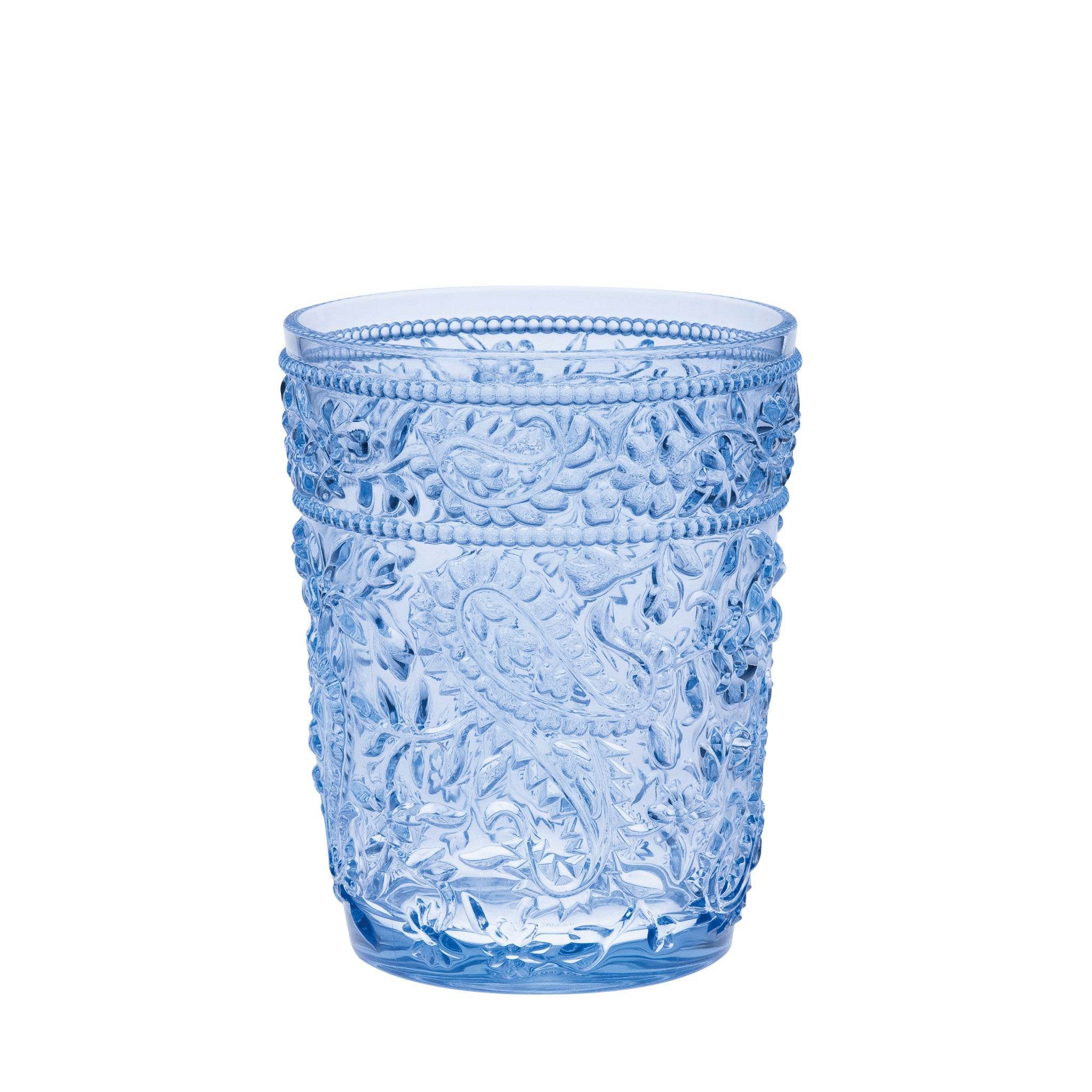 Set of Four Blue Paisley Acrylic Stemless Whiskey Glasses - Metromarketstore