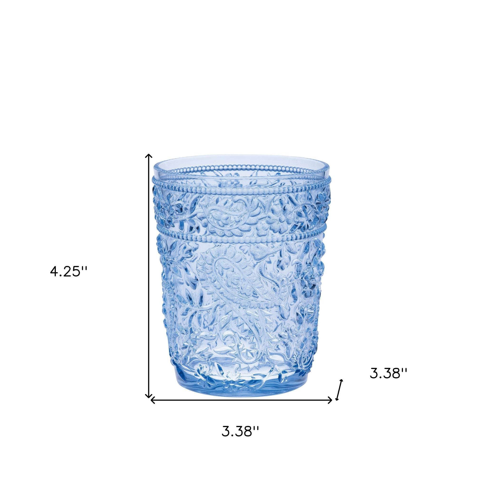 Set of Four Blue Paisley Acrylic Stemless Whiskey Glasses - Metromarketstore