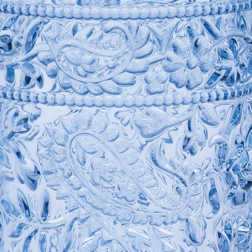 Set of Four Blue Paisley Acrylic Stemless Whiskey Glasses - Metromarketstore