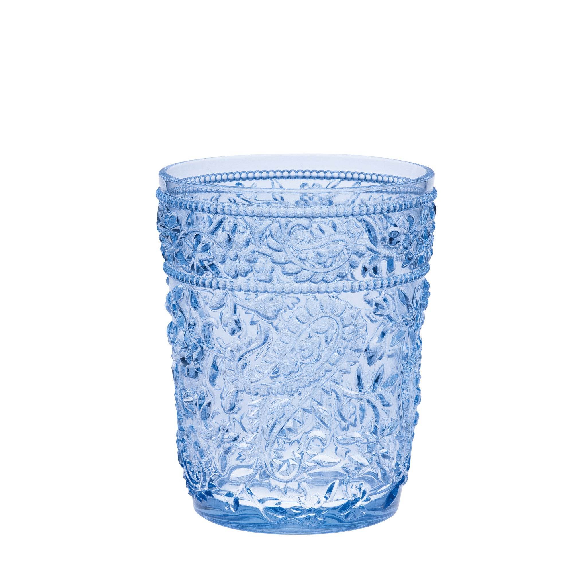 Set of Four Blue Paisley Acrylic Stemless Whiskey Glasses - Metromarketstore