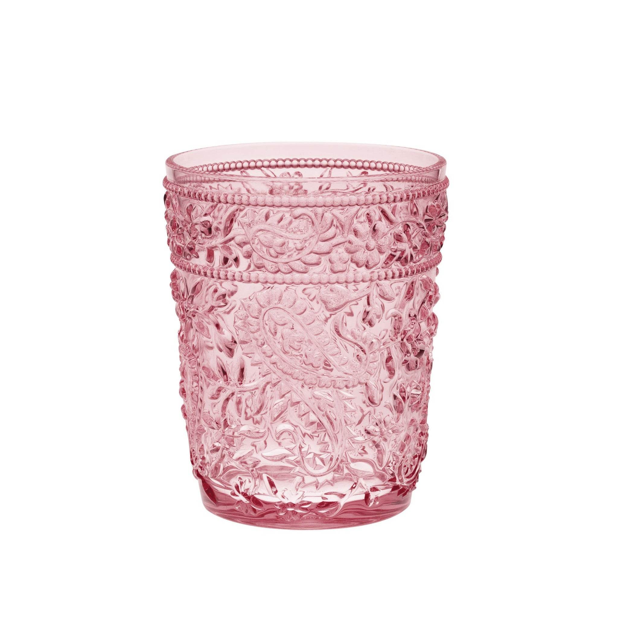 Set of Four Pink Paisley Acrylic Stemless Whiskey Glasses - Metromarketstore