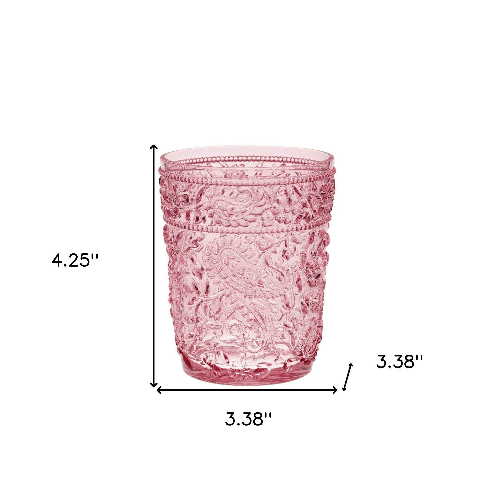 Set of Four Pink Paisley Acrylic Stemless Whiskey Glasses - Metromarketstore