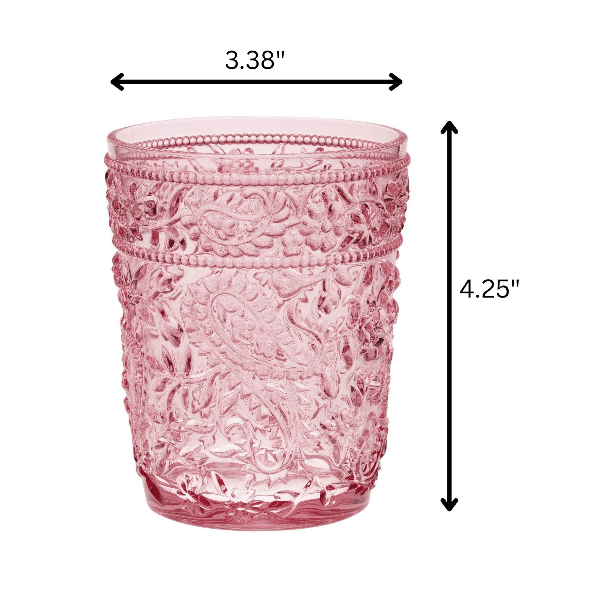 Set of Four Pink Paisley Acrylic Stemless Whiskey Glasses - Metromarketstore