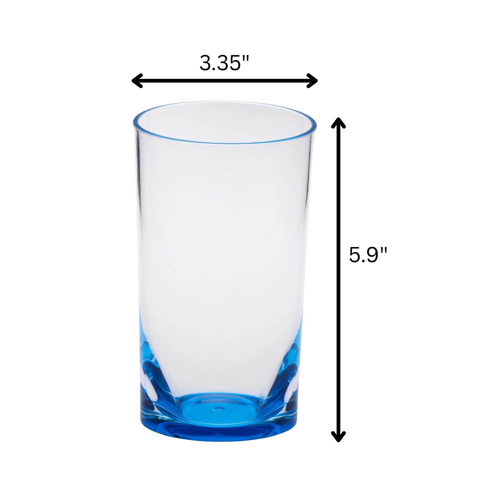 Set of Four Clear and Blue Acrylic Highball Glasses - Metromarketstore