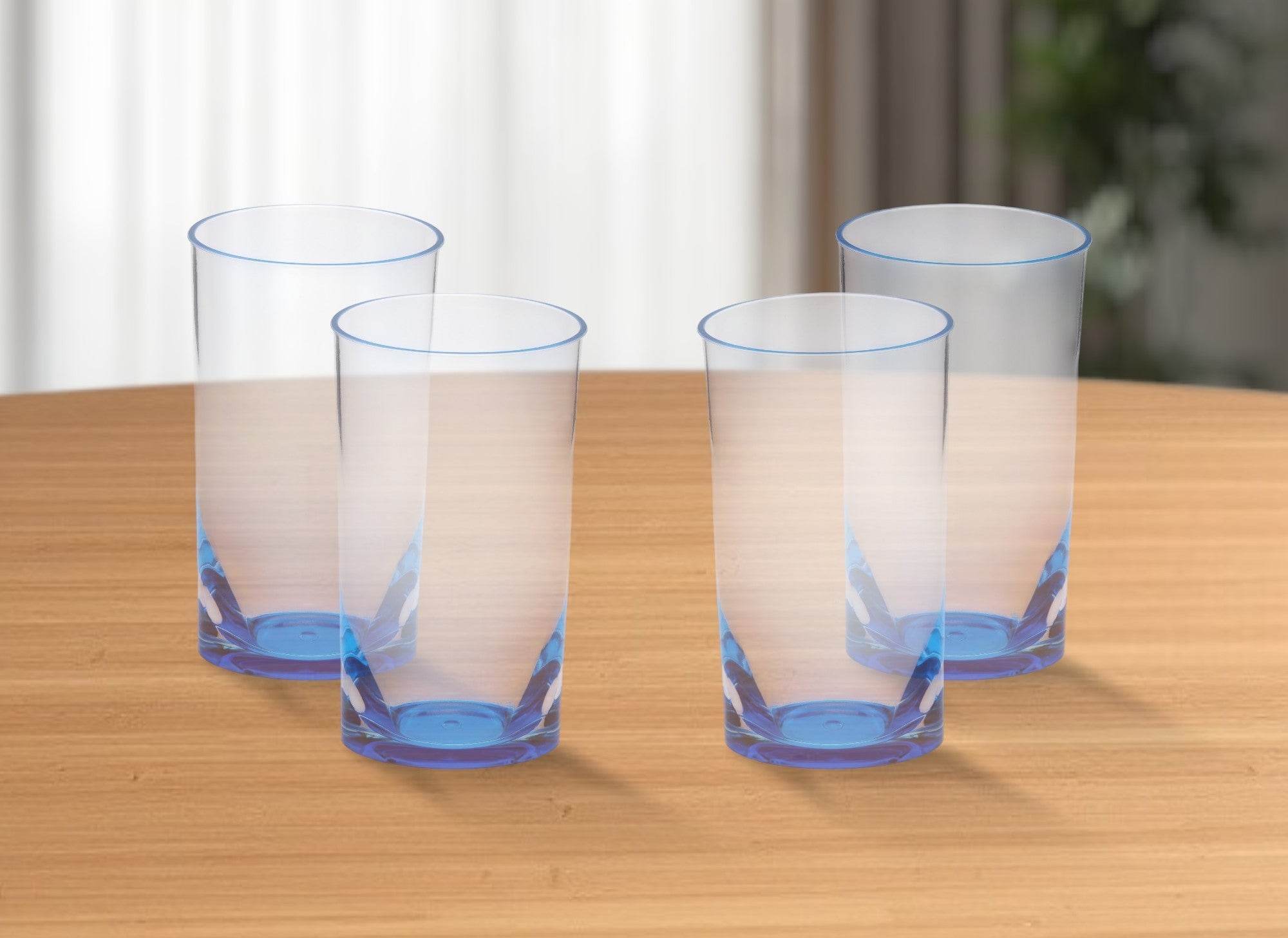 Set of Four Clear and Blue Acrylic Highball Glasses - Metromarketstore