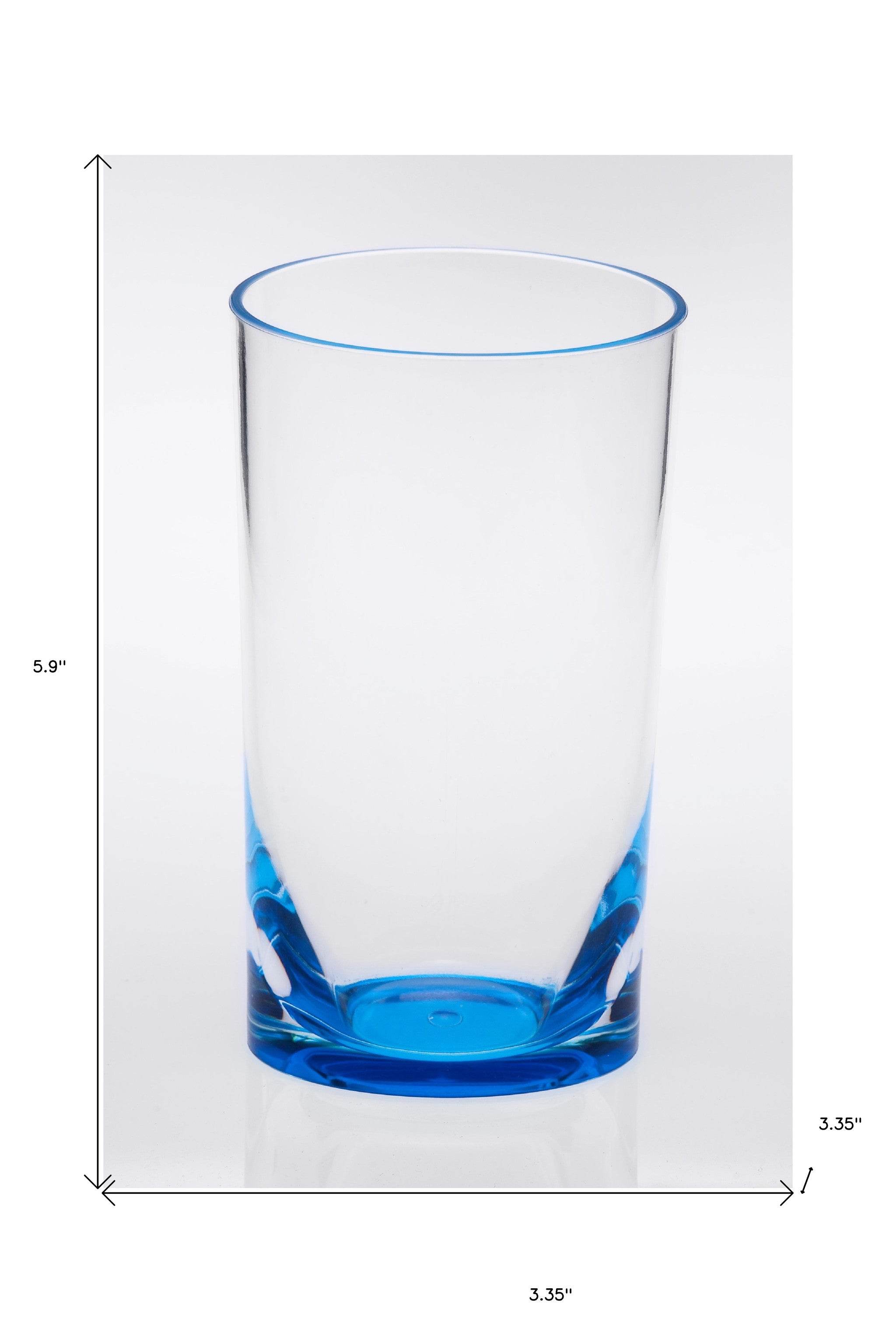 Set of Four Clear and Blue Acrylic Highball Glasses - Metromarketstore