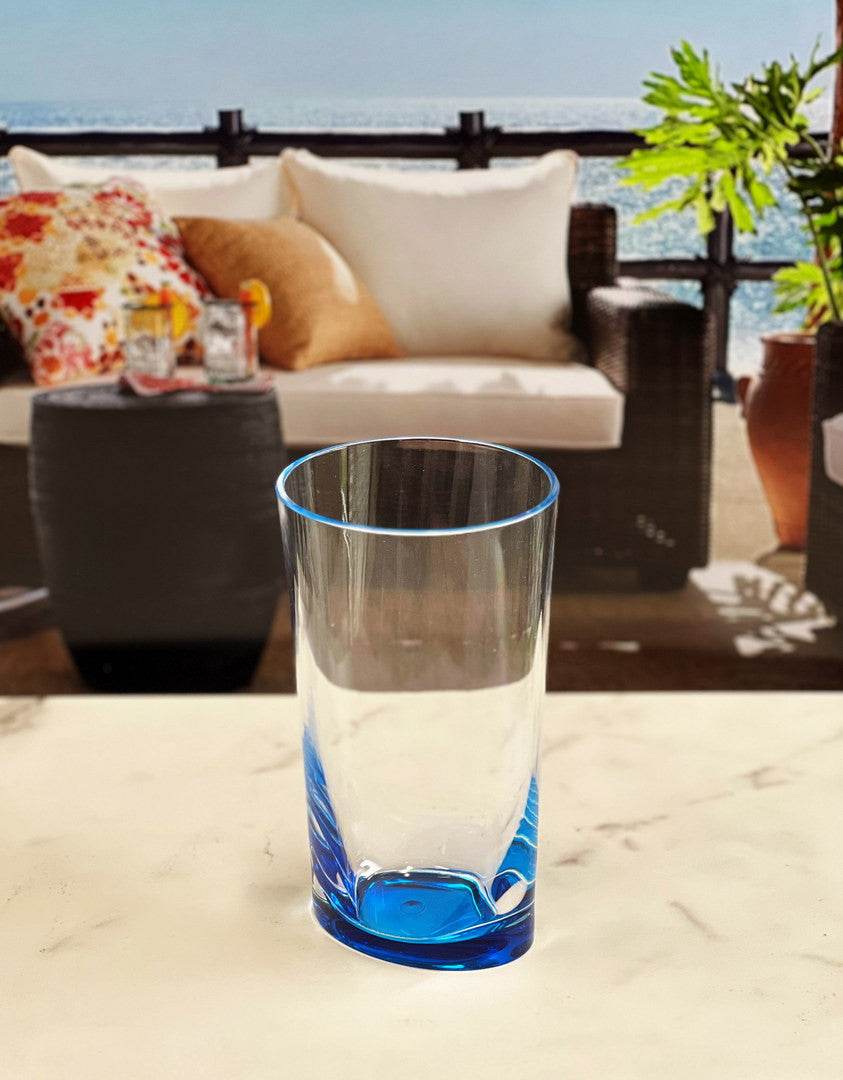 Set of Four Clear and Blue Acrylic Highball Glasses - Metromarketstore