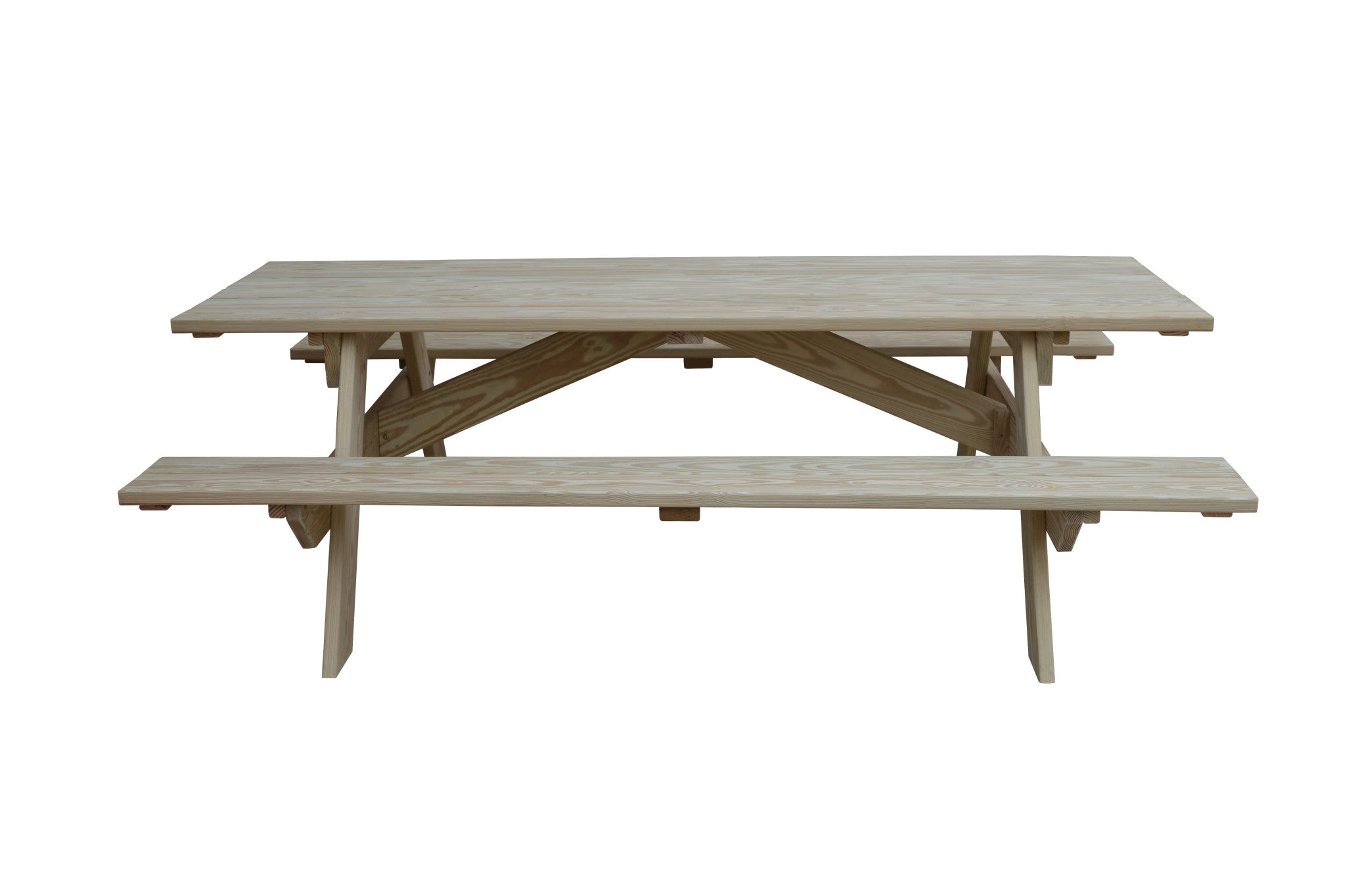 94" Natural Solid Wood Outdoor Picnic Table-1