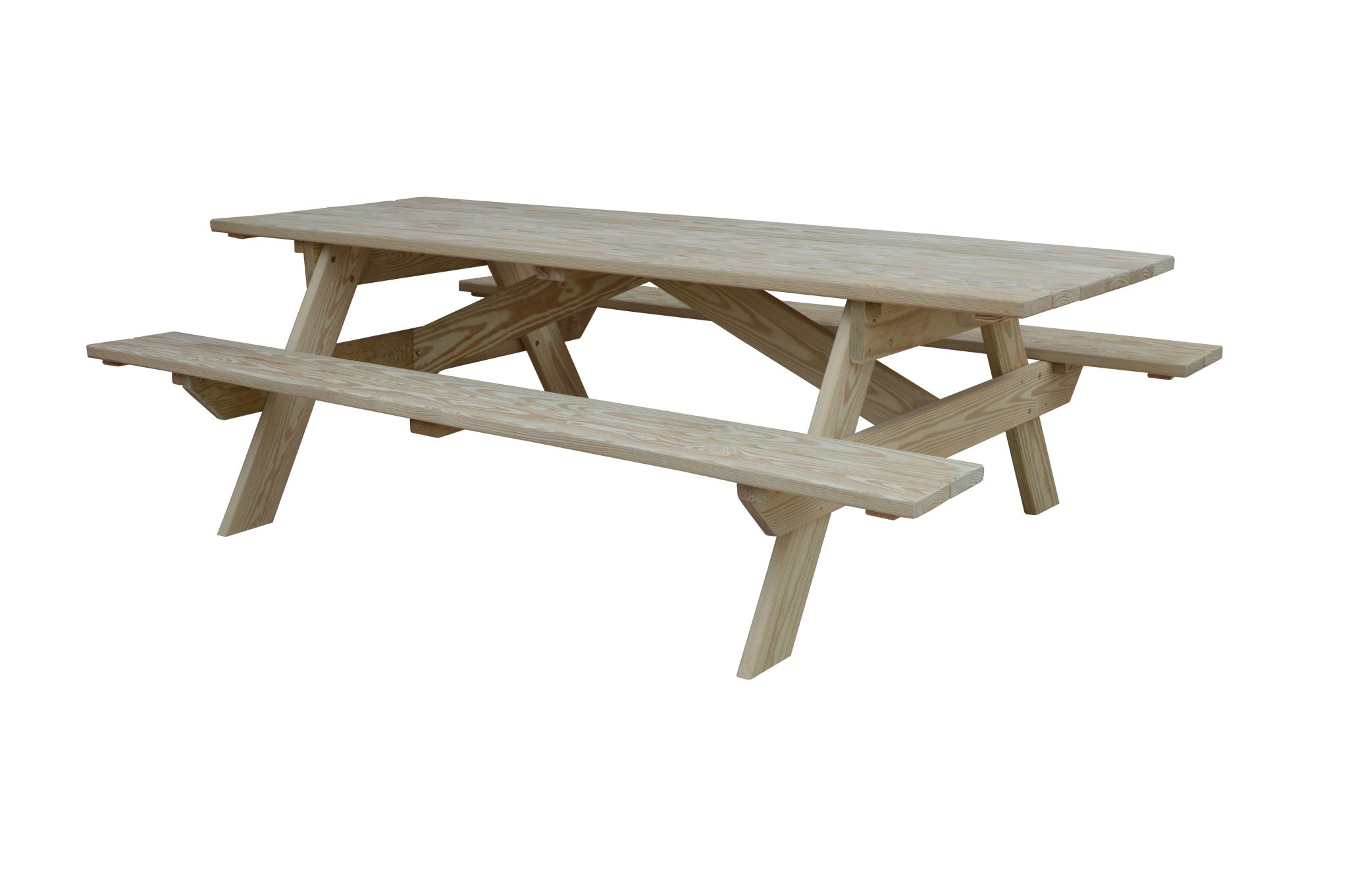94" Natural Solid Wood Outdoor Picnic Table-2