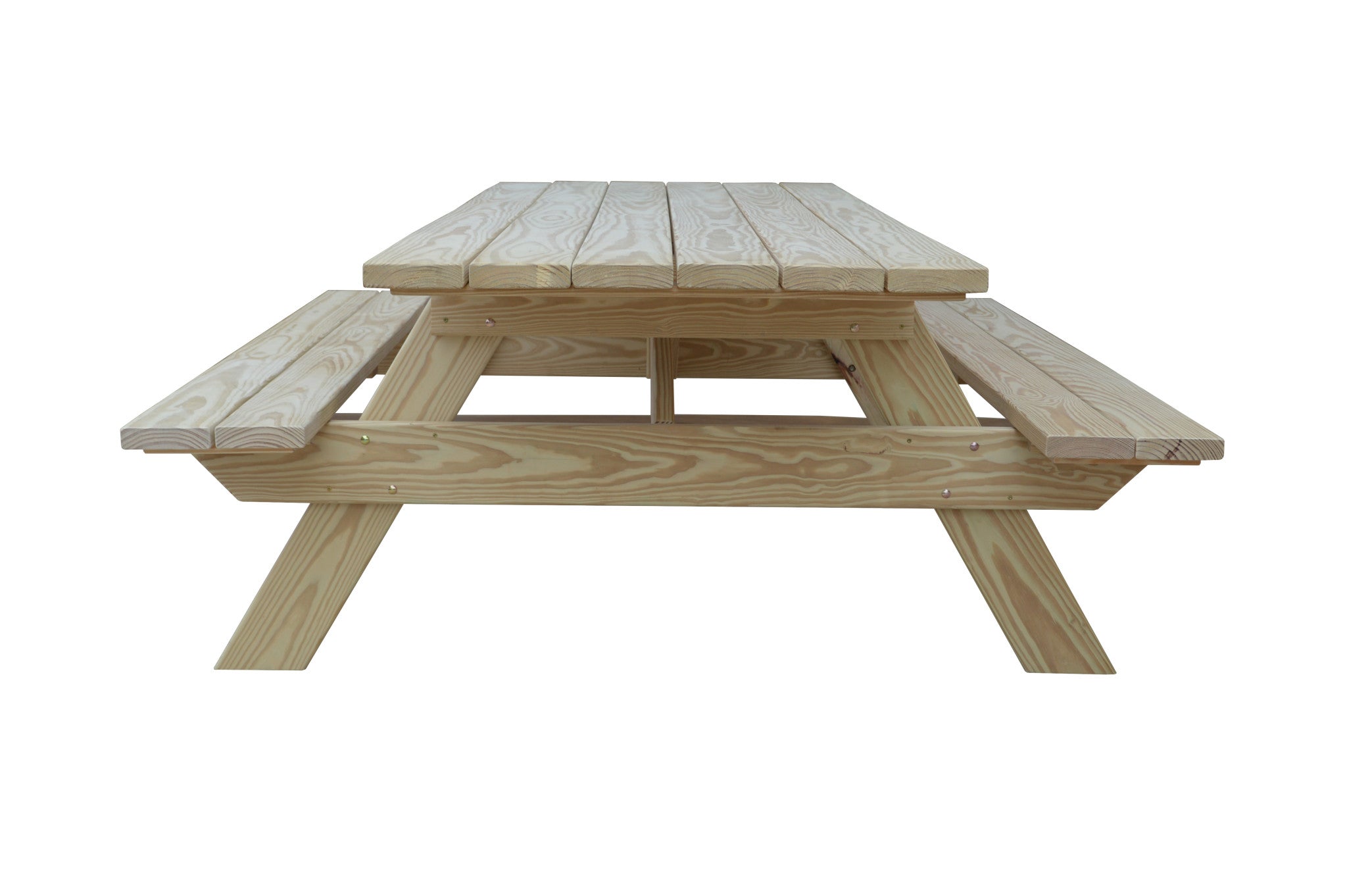 94" Natural Solid Wood Outdoor Picnic Table-4