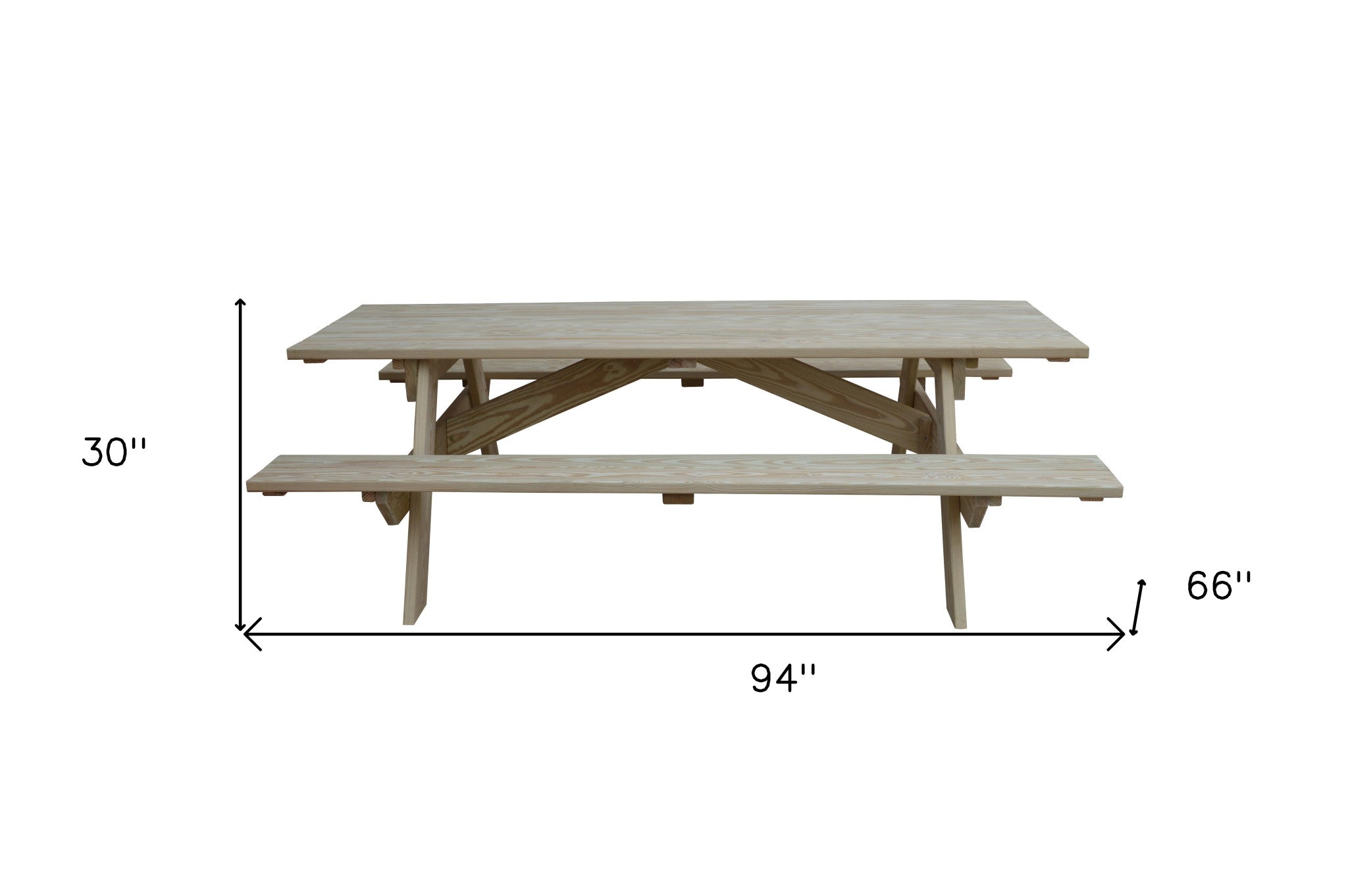 94" Natural Solid Wood Outdoor Picnic Table-6