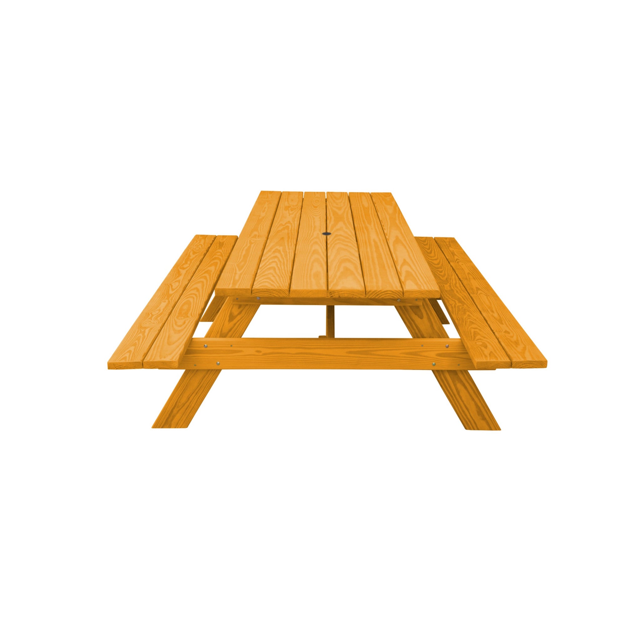 94" Natural Solid Wood Outdoor Picnic Table with Umbrella Hole-1