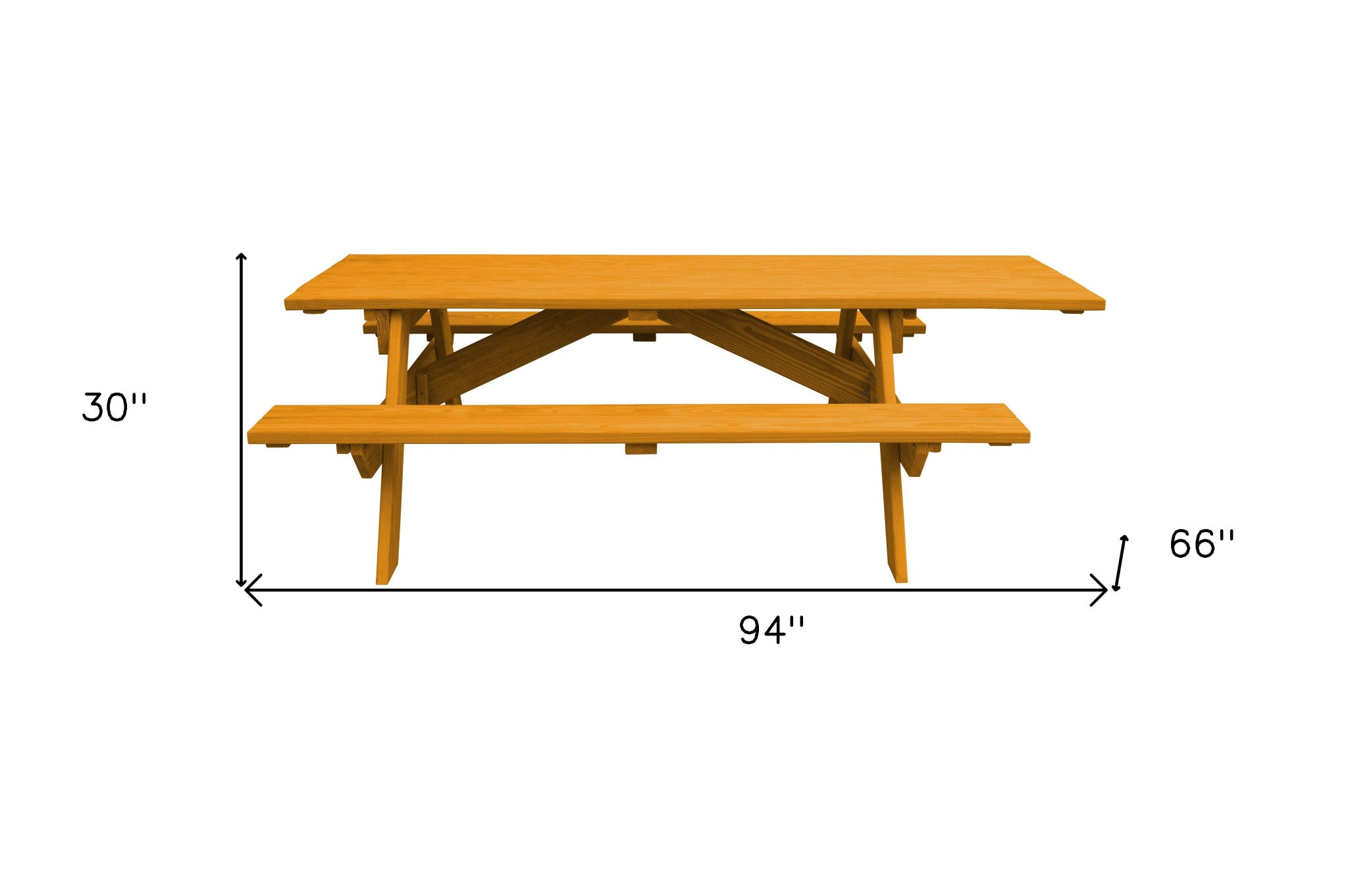 94" Natural Solid Wood Outdoor Picnic Table-3