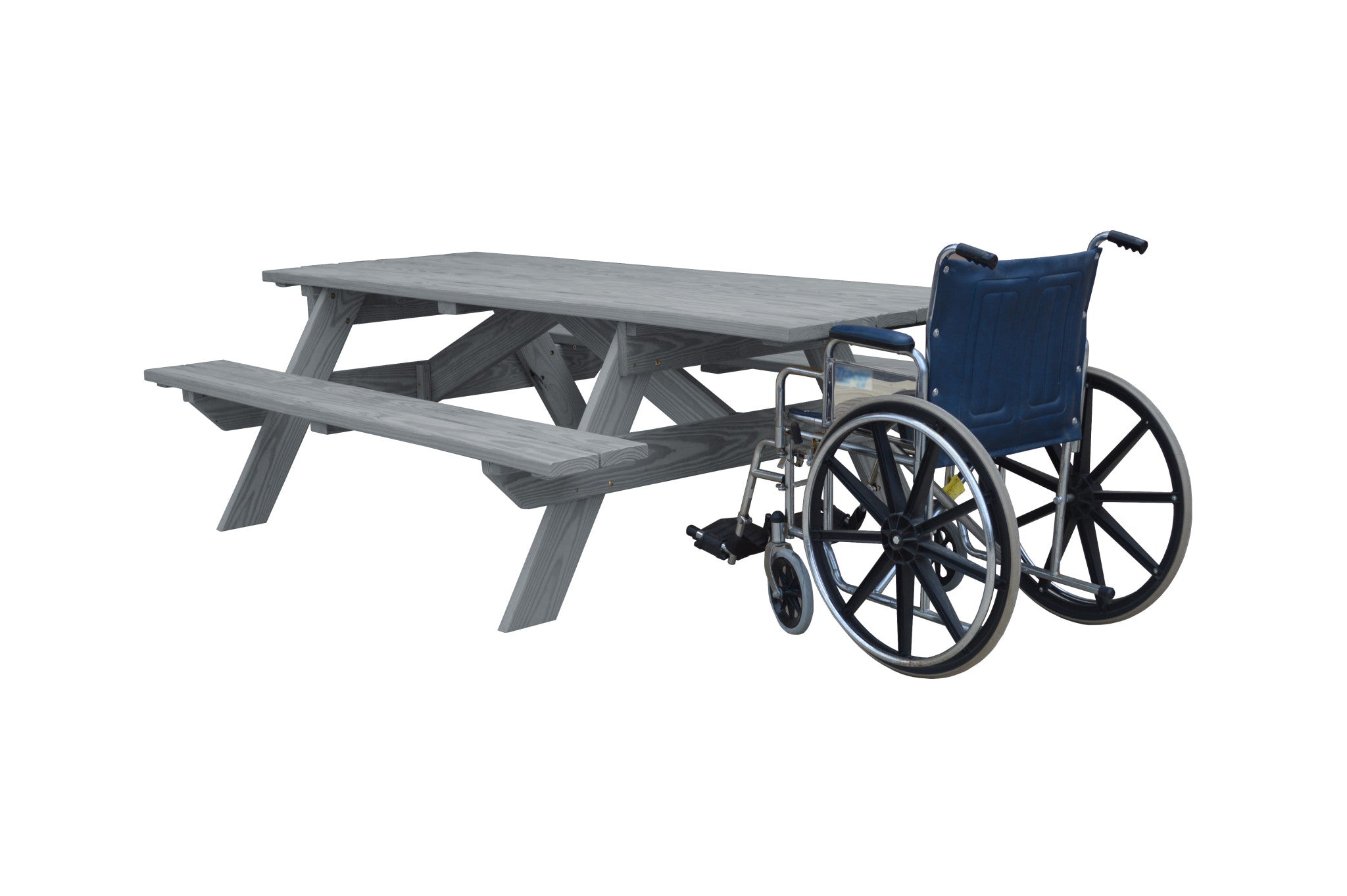 94" Gray Solid Wood Outdoor Picnic Table-2