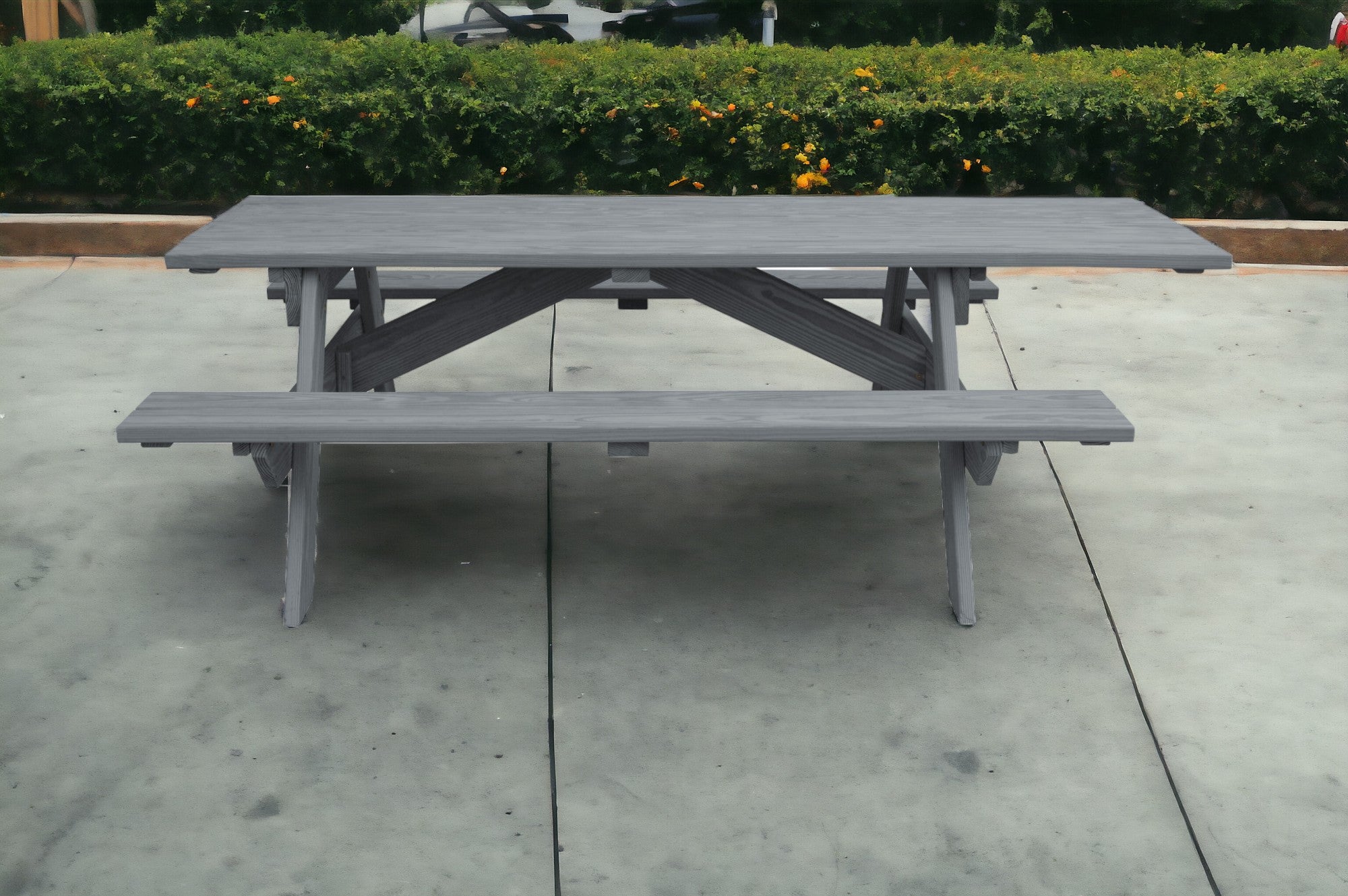 94" Gray Solid Wood Outdoor Picnic Table-0