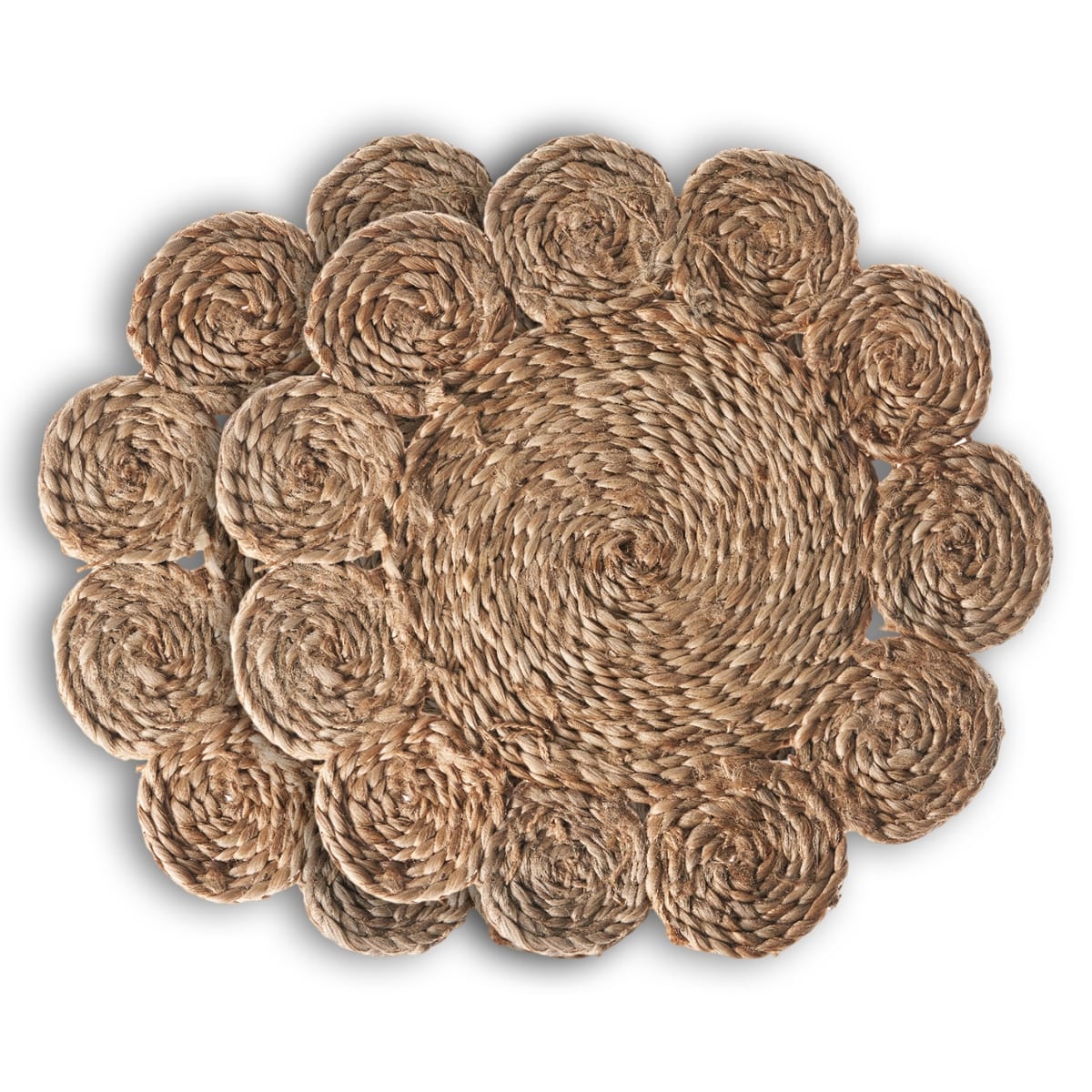 15" Set of Two Natural Braided Jute Scalloped Placemats - Metromarketstore