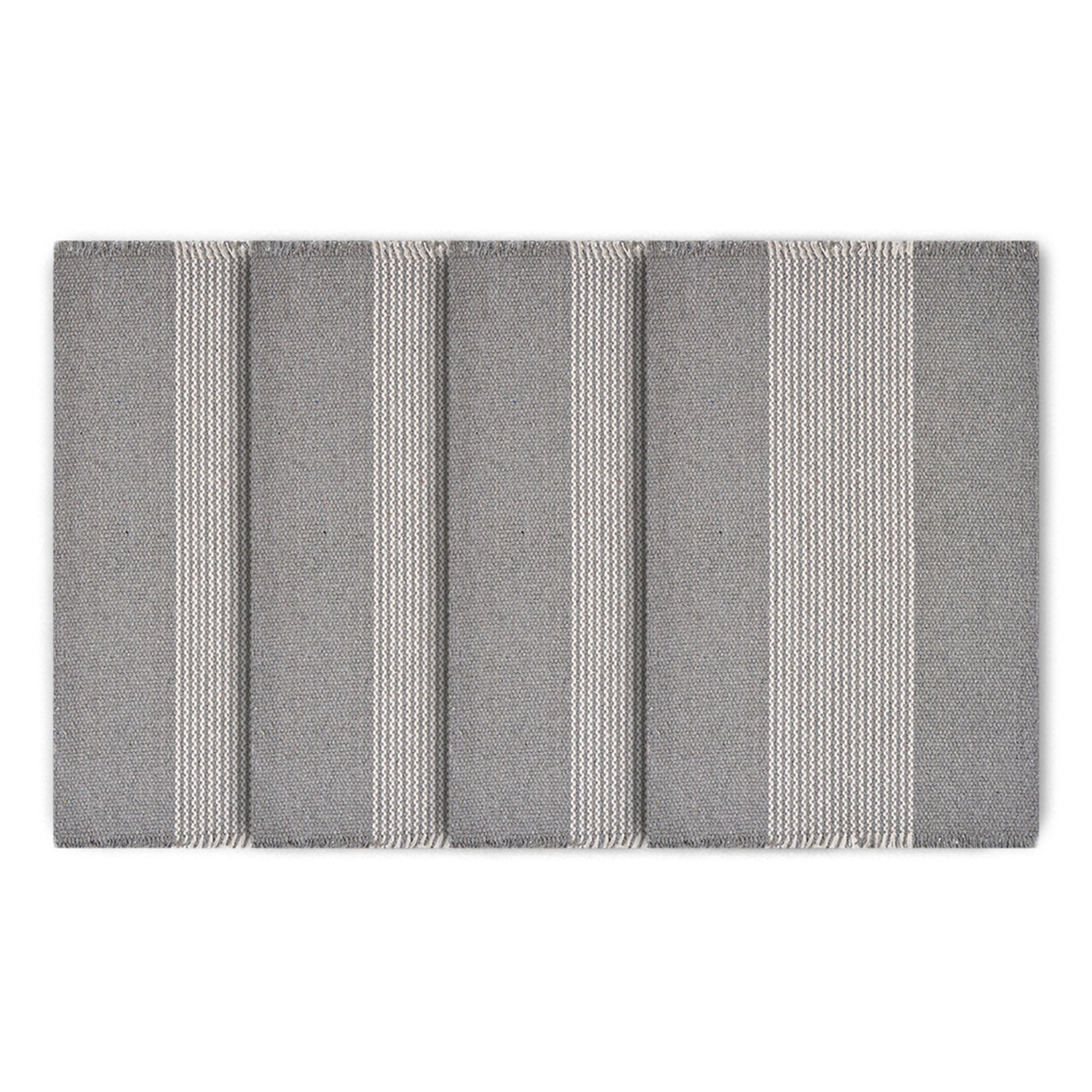 19" Set of Four Gray And White Striped Cotton Placemats - Metromarketstore