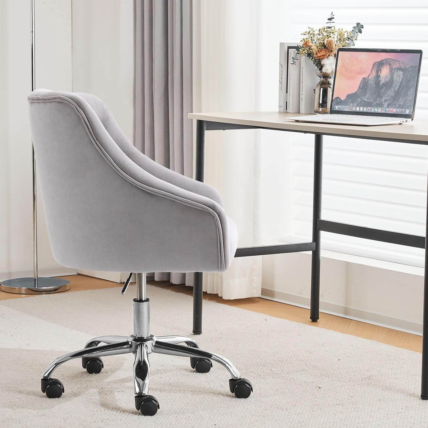 Velvet Office Swivel Chair (Gray) - Metromarketstore