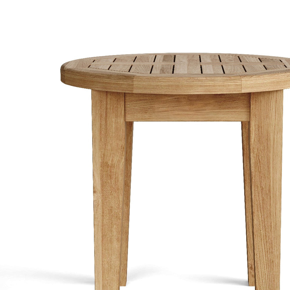 20" Natural Rounded Solid Wood Outdoor Side Table-4