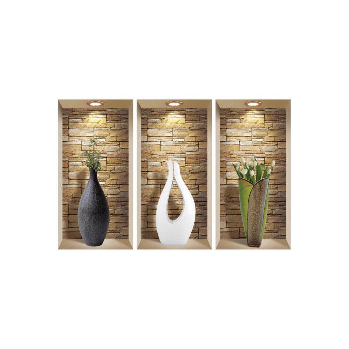 Set of Three Gin Faux Niche 3D Peel and Stick Wall Decals - Metromarketstore