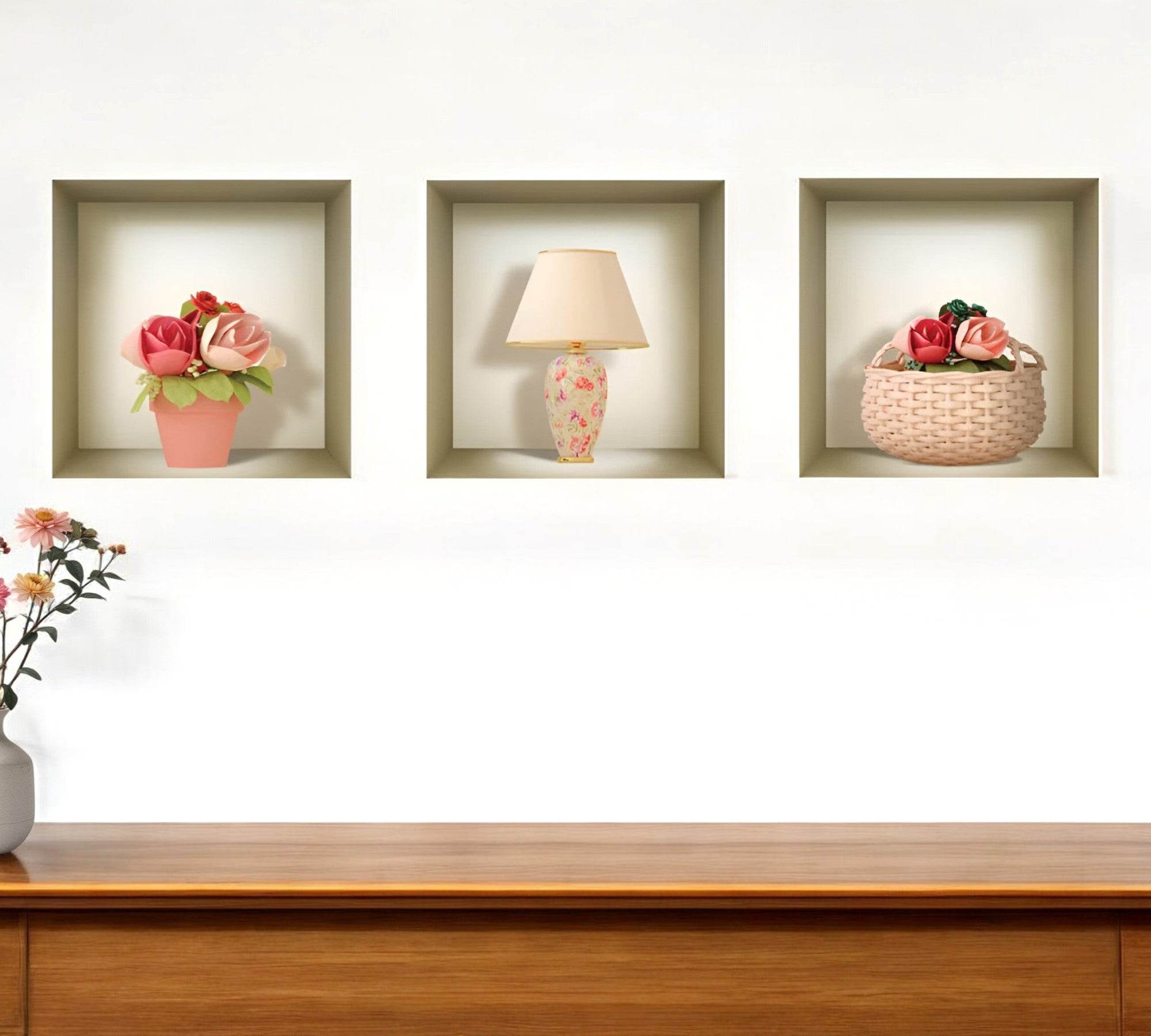 Set of Three Lil Faux Niche 3D Peel and Stick Wall Decals - Metromarketstore