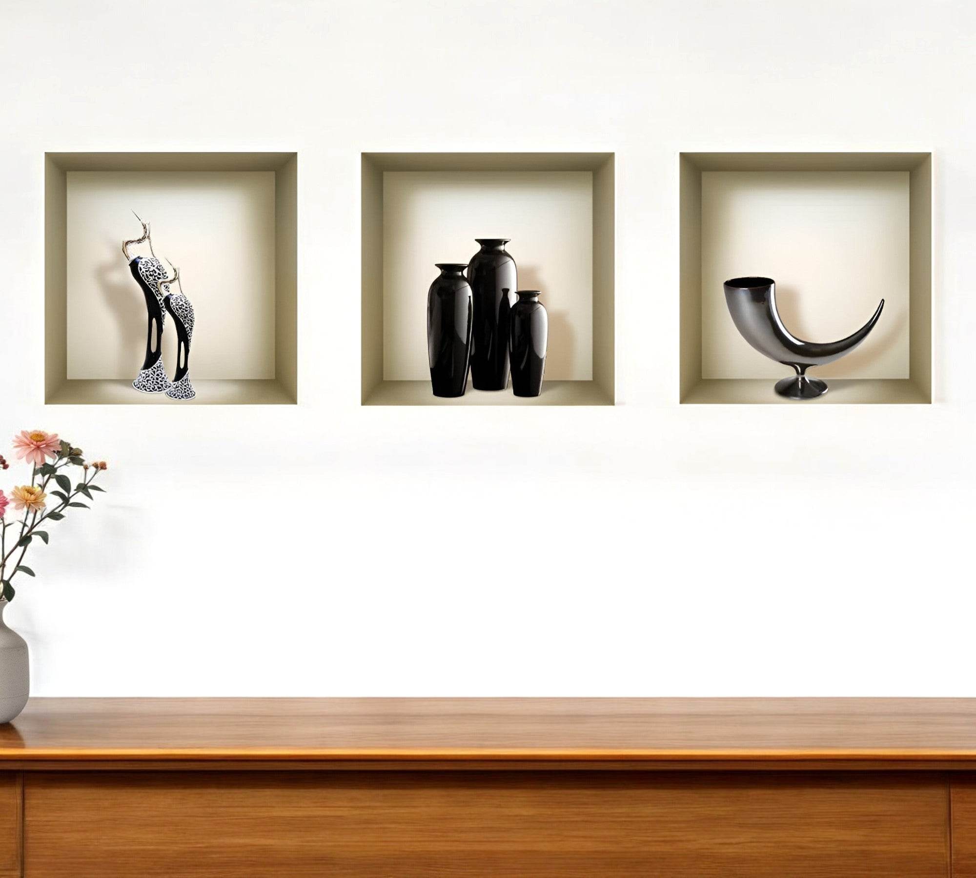 Set of Three Eli Faux Niche 3D Peel and Stick Wall Decals - Metromarketstore