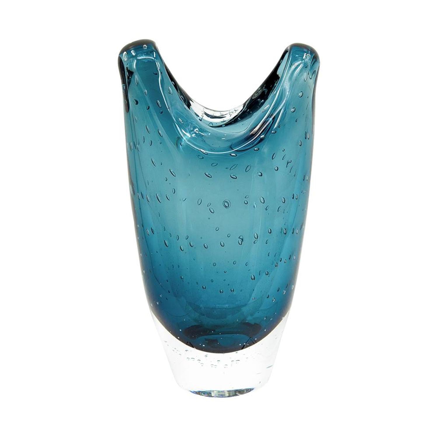 10" Cerulean Oval Glass Table Vase - Metromarketstore