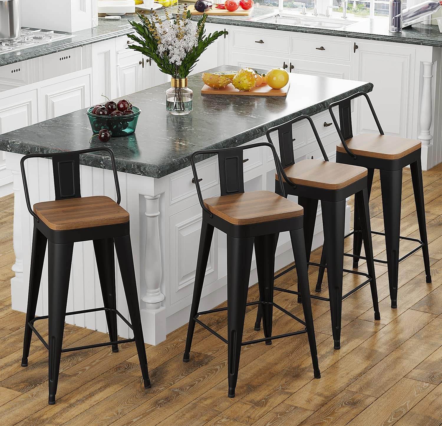 Modern Stackable Metal Bar Stools Set of Four - Metromarketstore