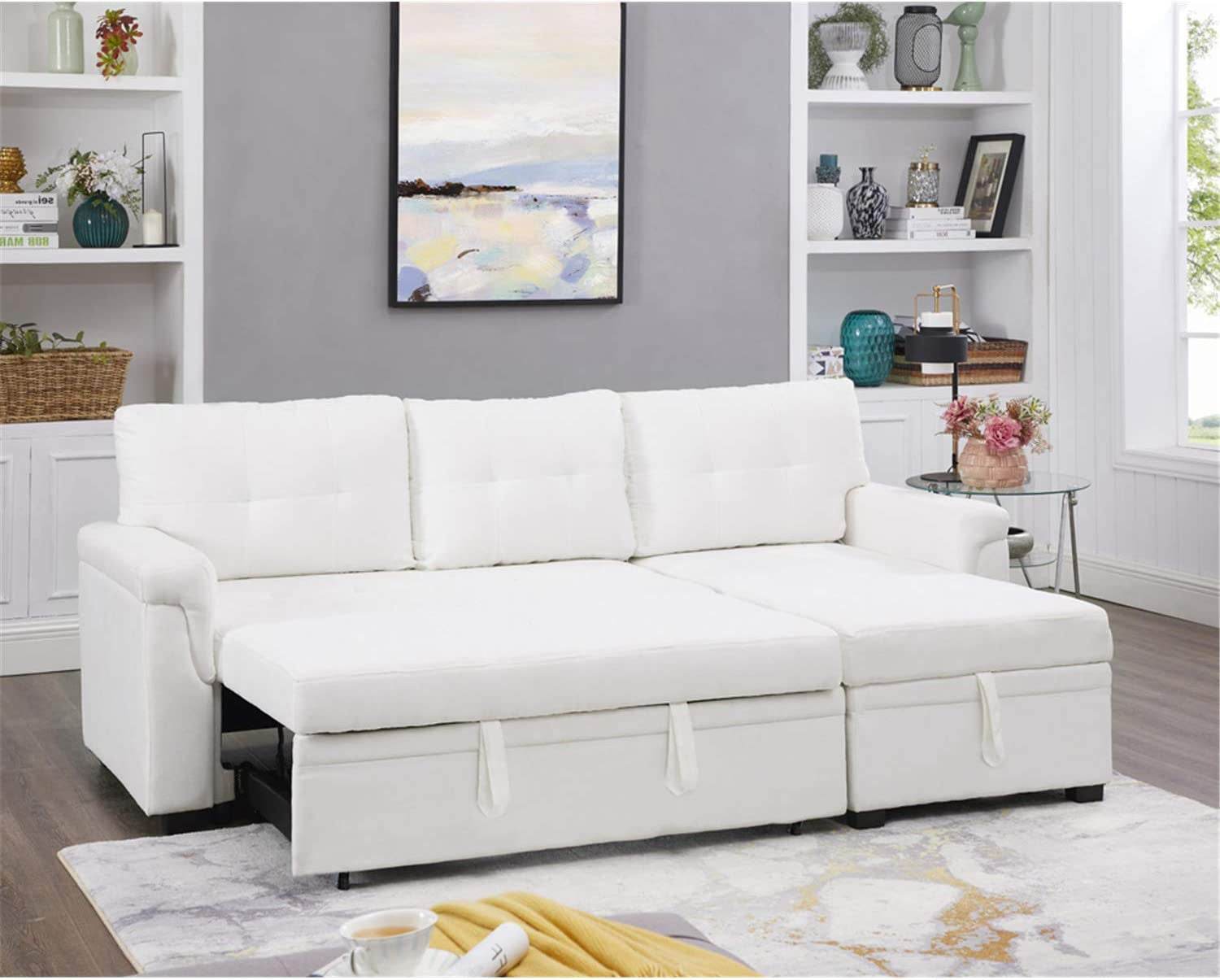 L-Shape Velvet Sleeper Sofa with Storage - Metromarketstore