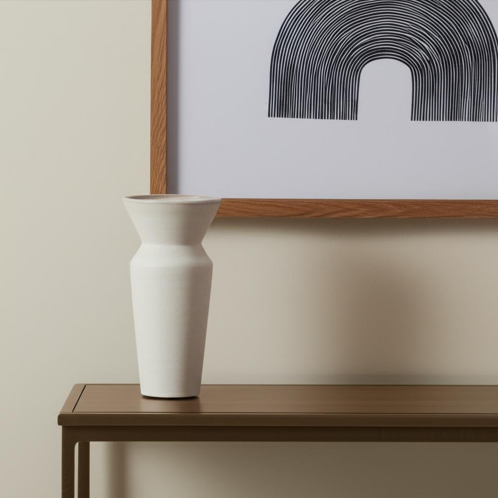10" Cream Ceramic Table Vase - Metromarketstore