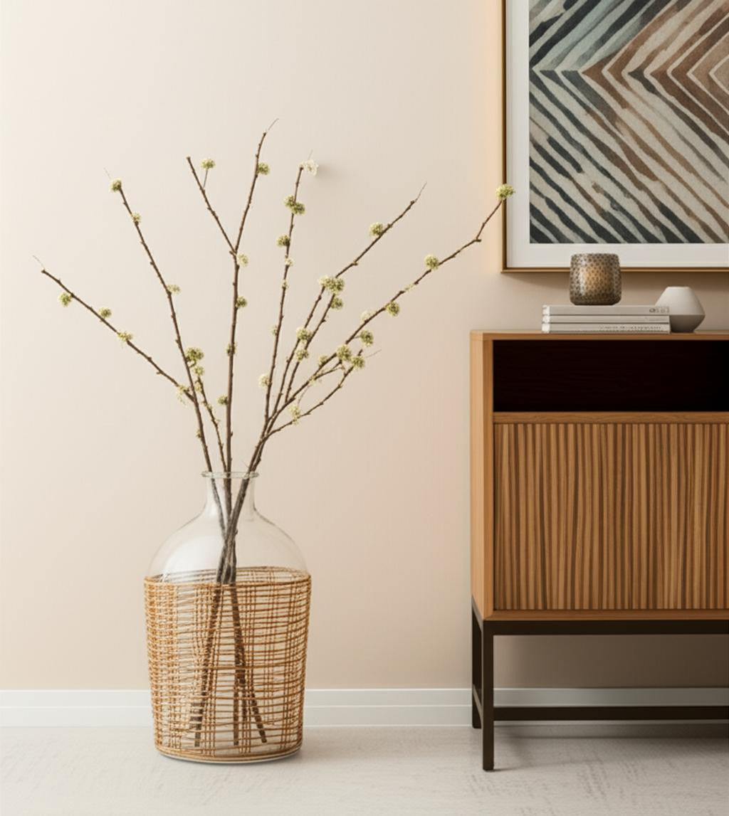 20" Clear Round Glass Floor Vase - Metromarketstore