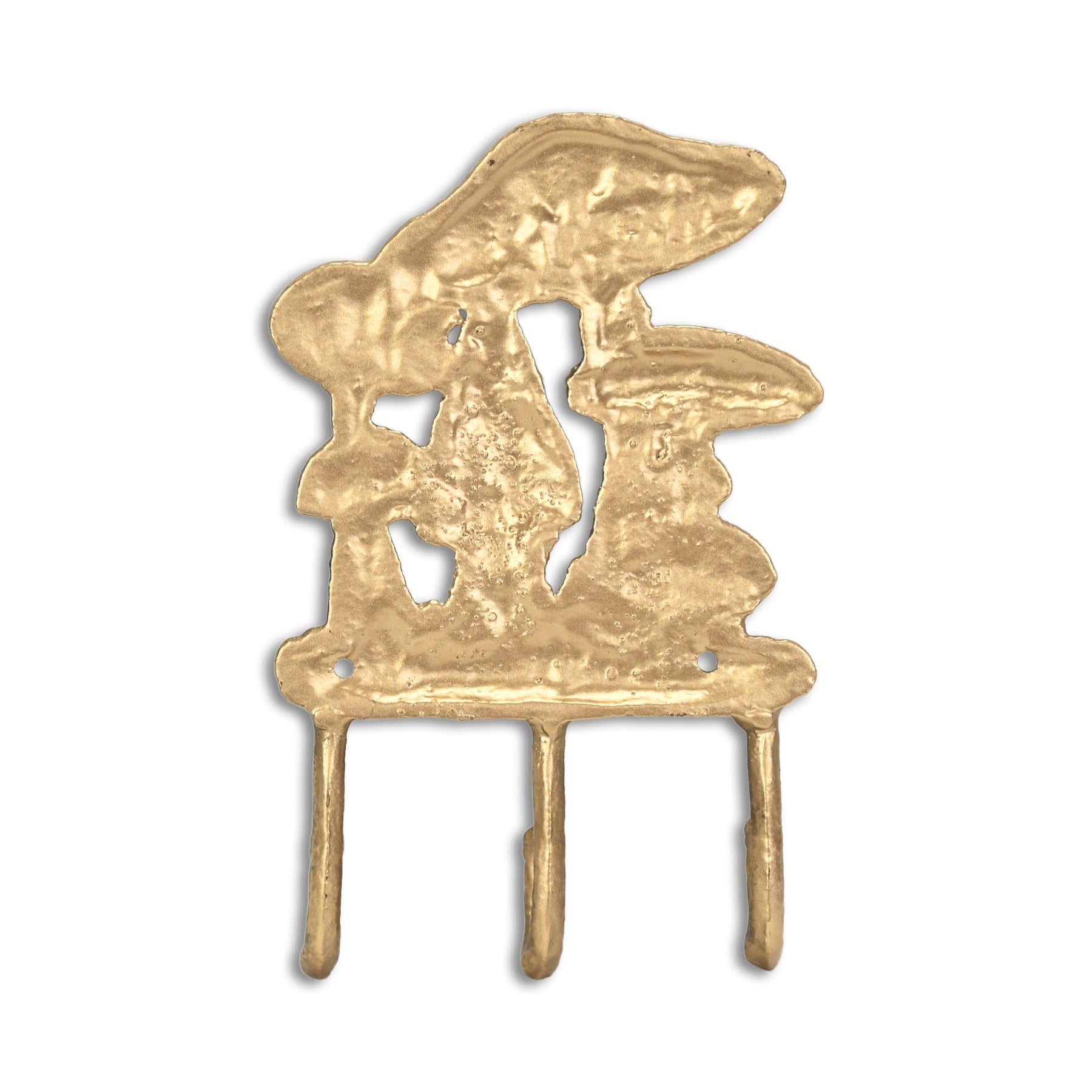 5" Antiqued Gold Cast Iron Mushroom Three Hook Wall Mount Coat Rack-4