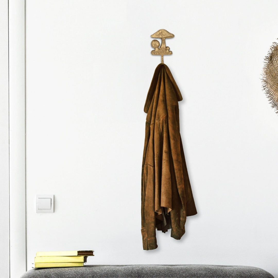 4" Gold Cast Iron Mushroom Wall Hook-5