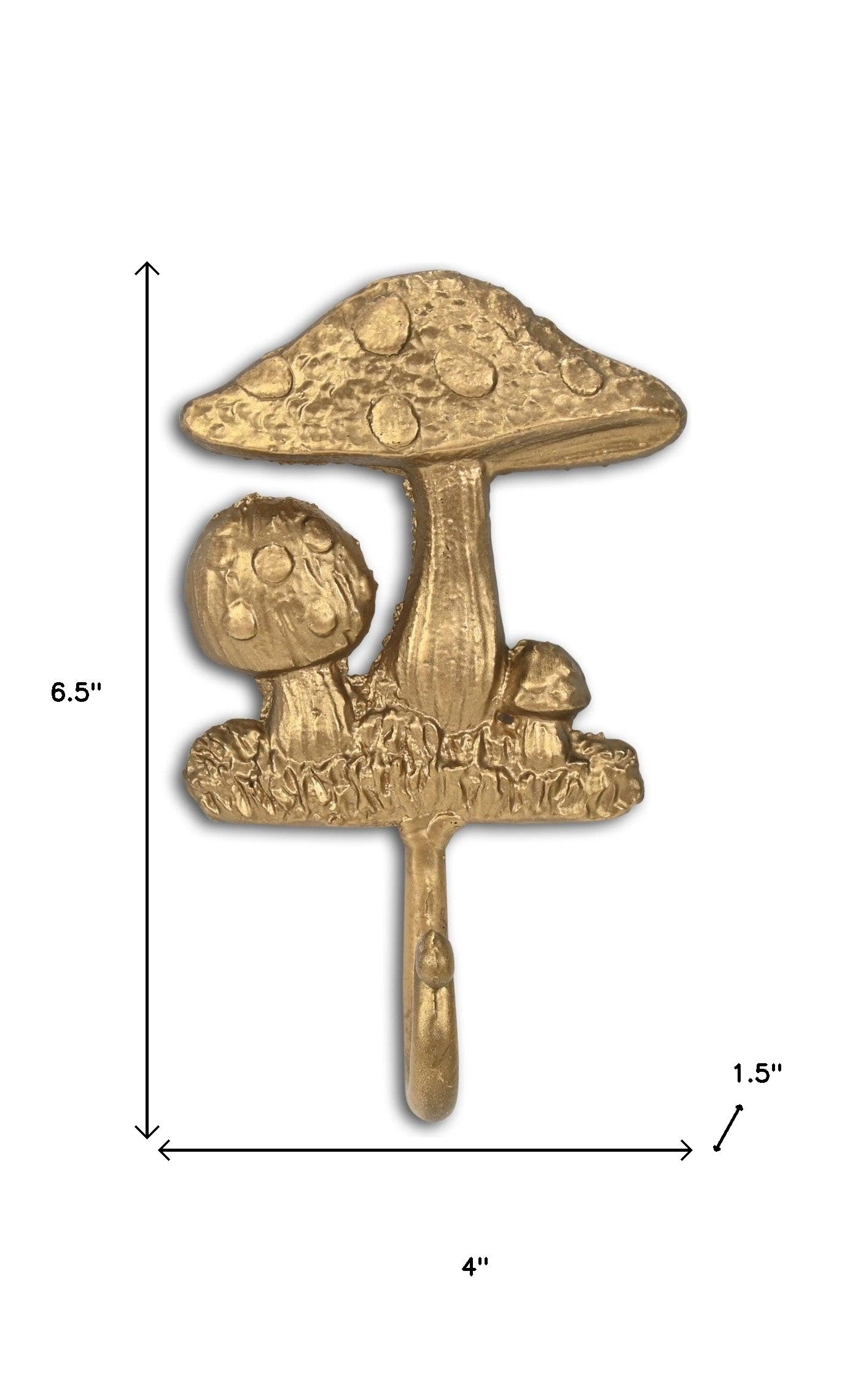 4" Gold Cast Iron Mushroom Wall Hook-6