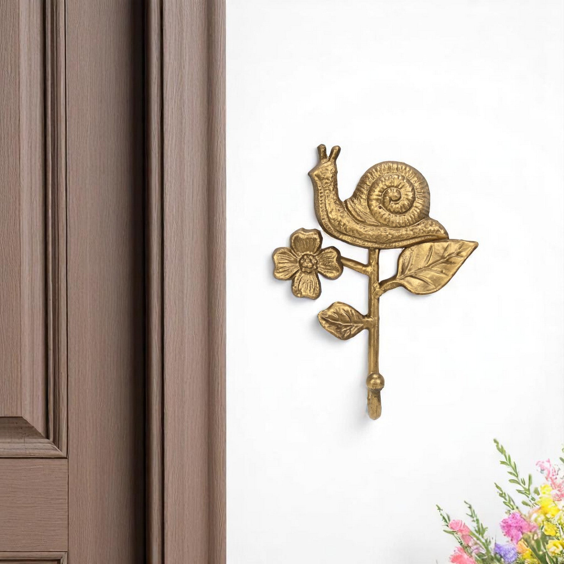5" Gold Cast Iron Snail Wall Hook-0