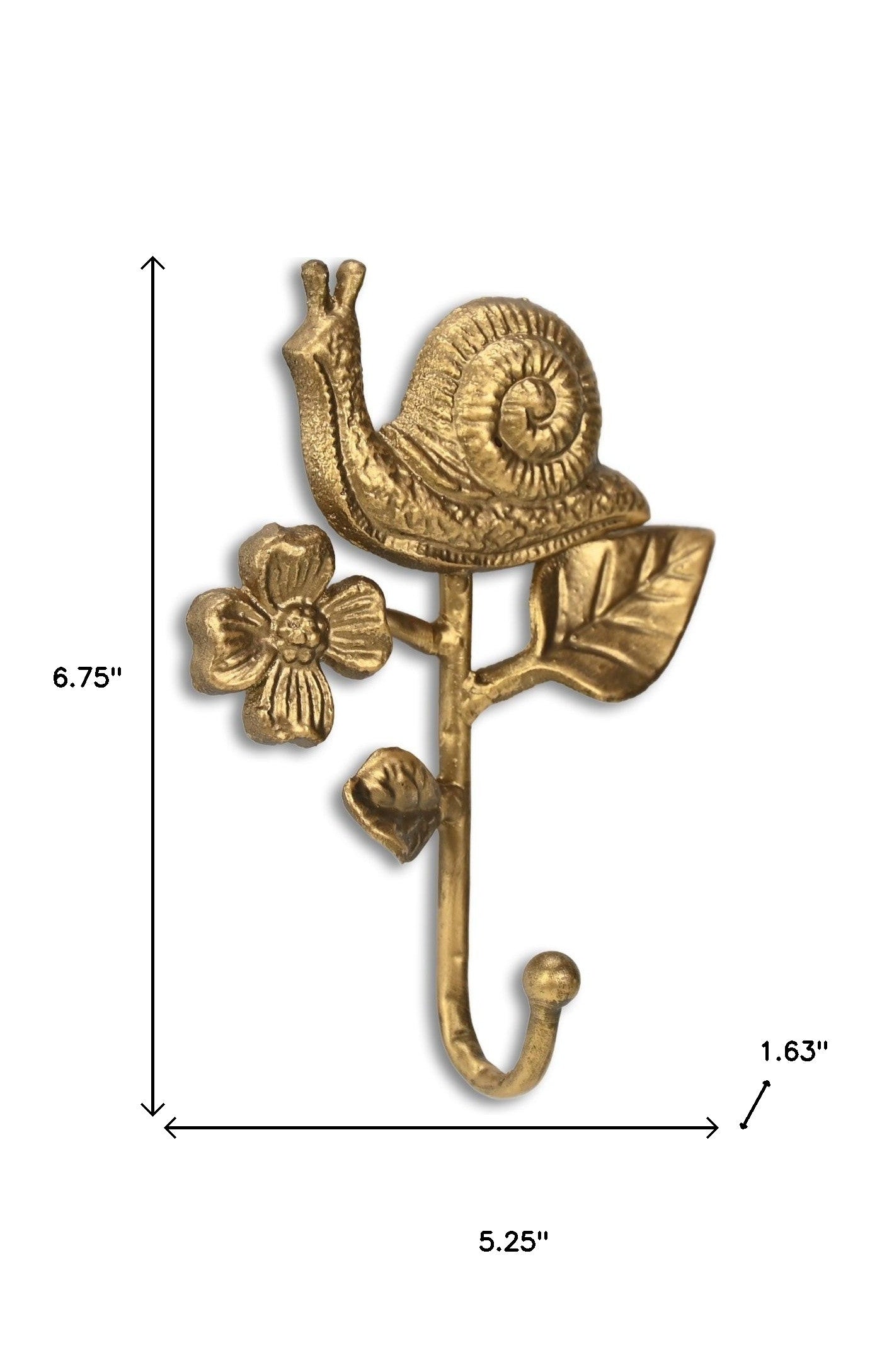 5" Gold Cast Iron Snail Wall Hook-6
