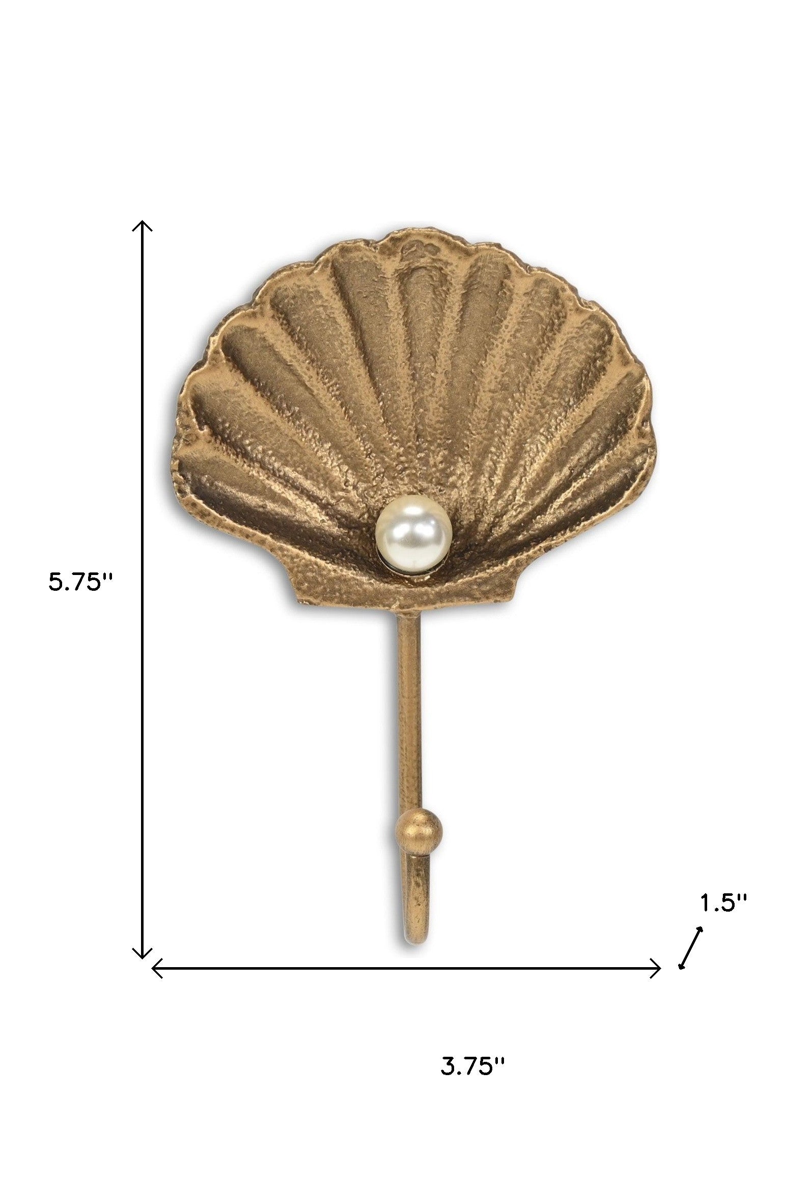 4" Gold Cast Iron Seashell Wall Hook-6