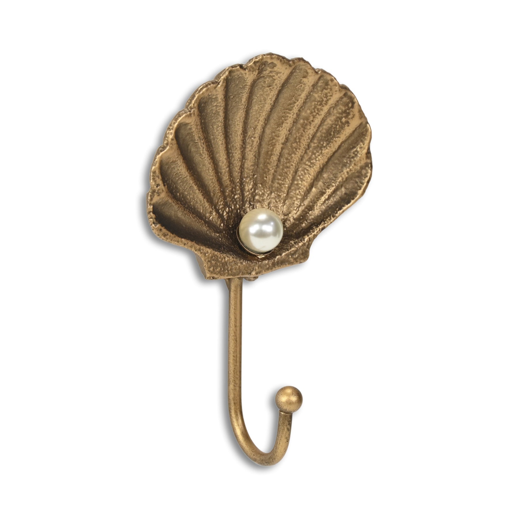 4" Gold Cast Iron Seashell Wall Hook-2