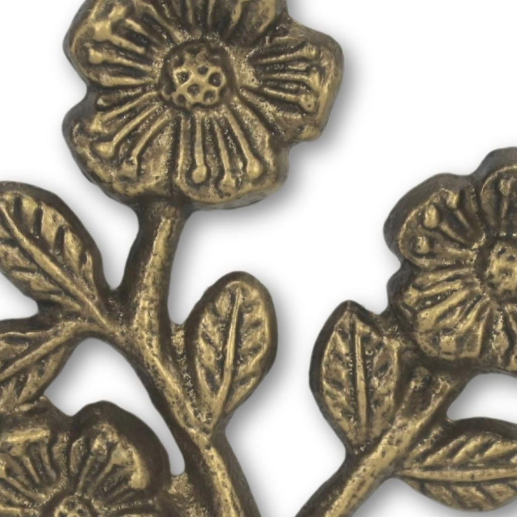 4" Antiqued Gold Cast Iron Flower Wall Hook-5
