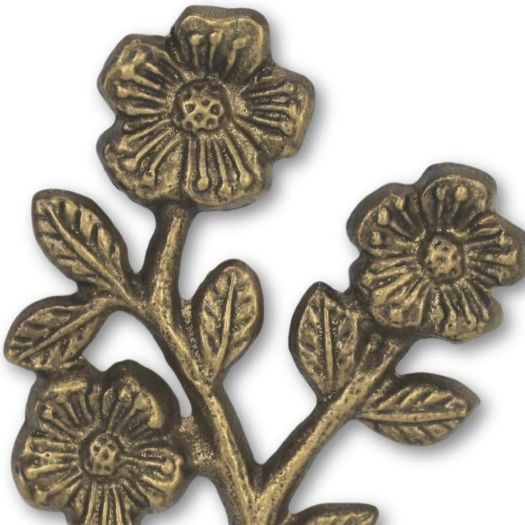 4" Antiqued Gold Cast Iron Flower Wall Hook-6