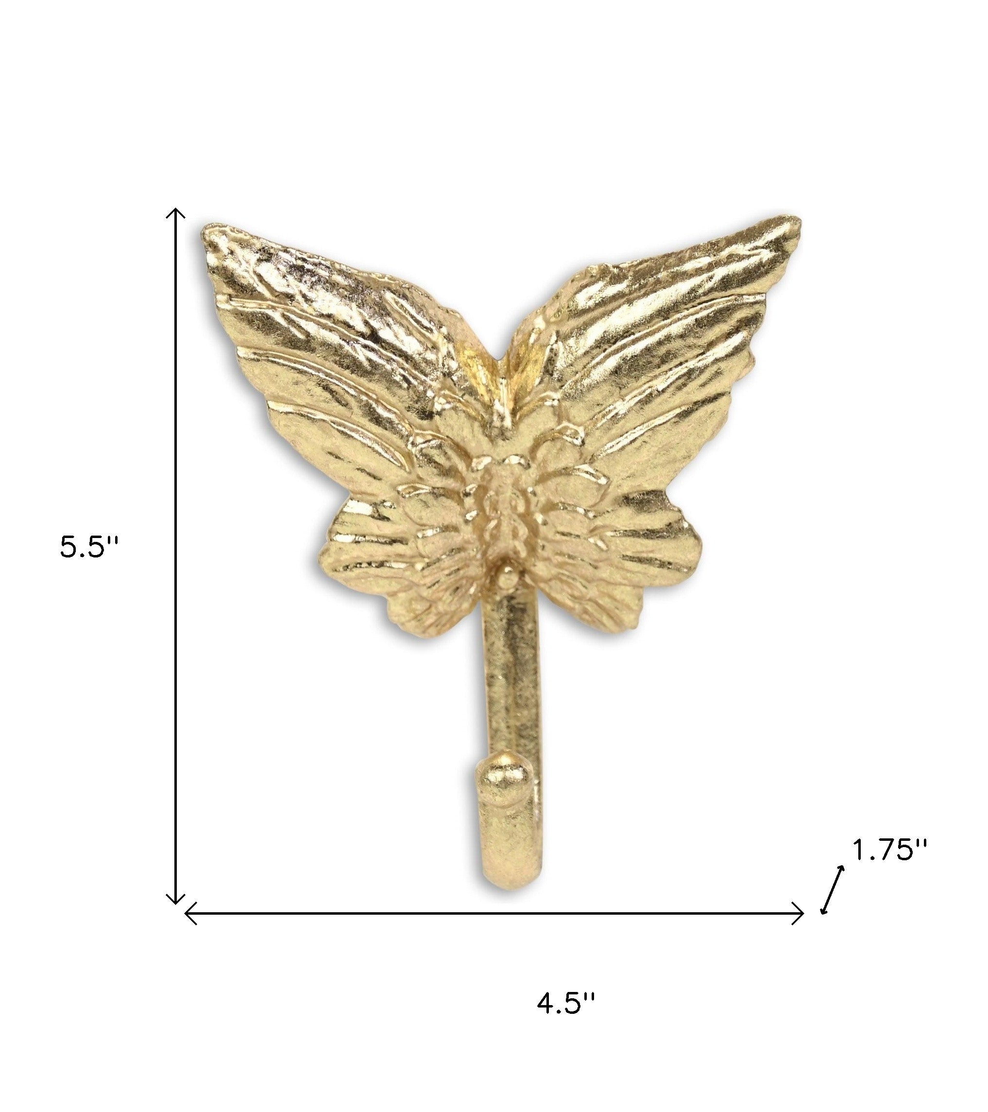 5" Gold Cast Iron Butterfly Wall Hook-7
