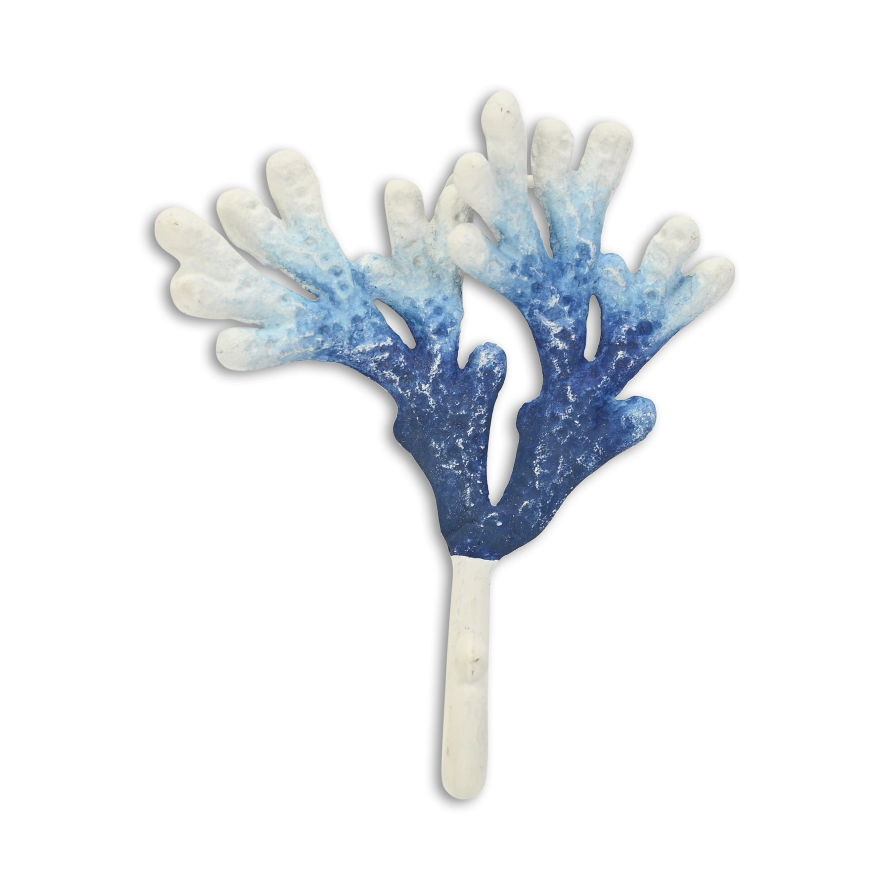 5" Blue And White Cast Iron Coral Wall Hook-1