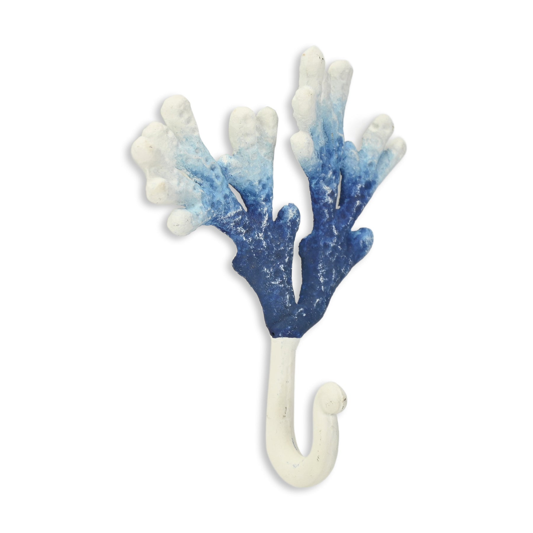 5" Blue And White Cast Iron Coral Wall Hook-2