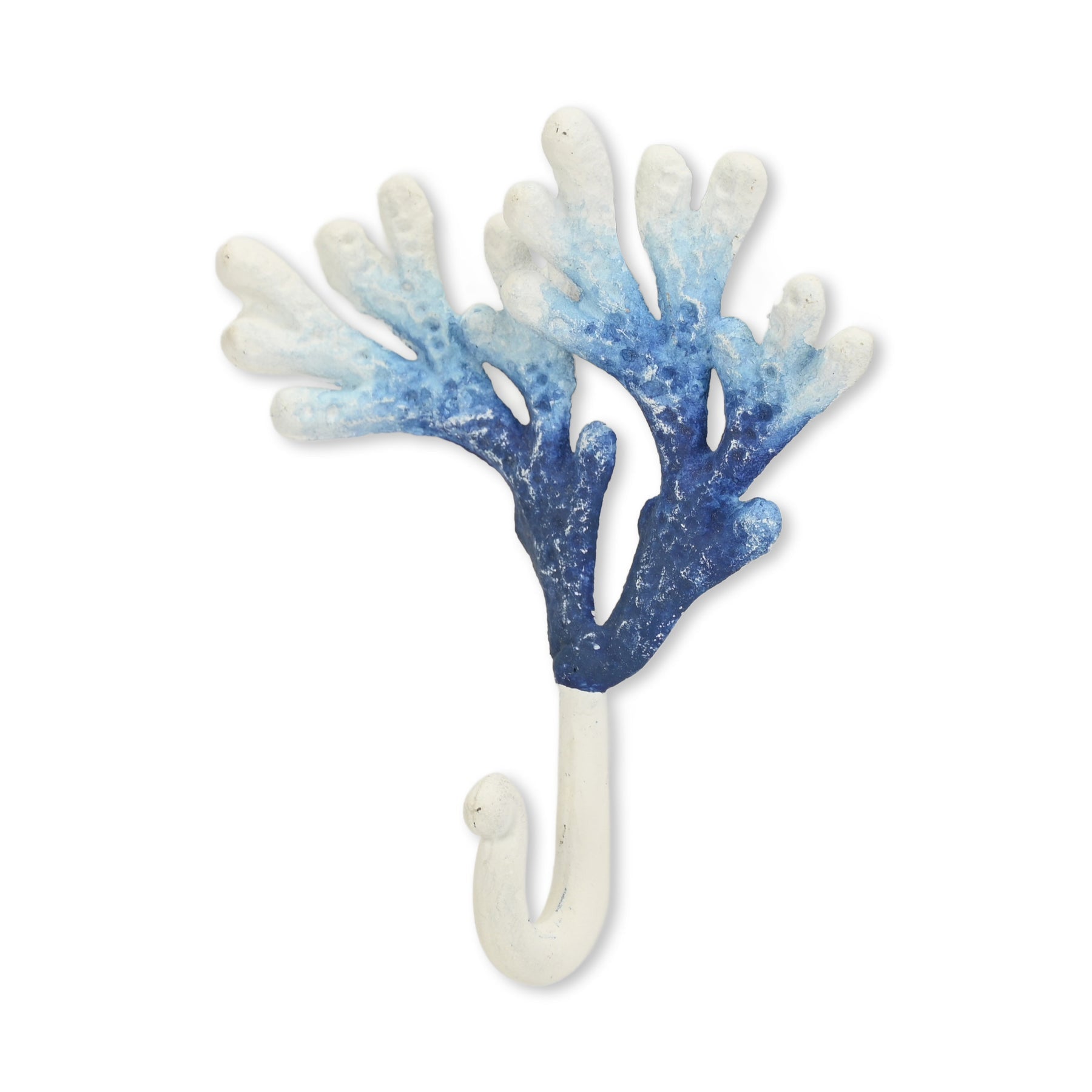 5" Blue And White Cast Iron Coral Wall Hook-3