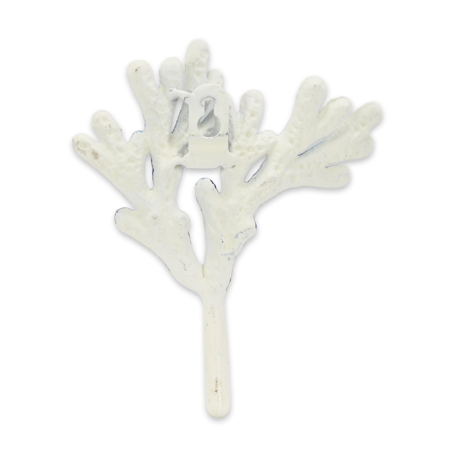 5" Blue And White Cast Iron Coral Wall Hook-4