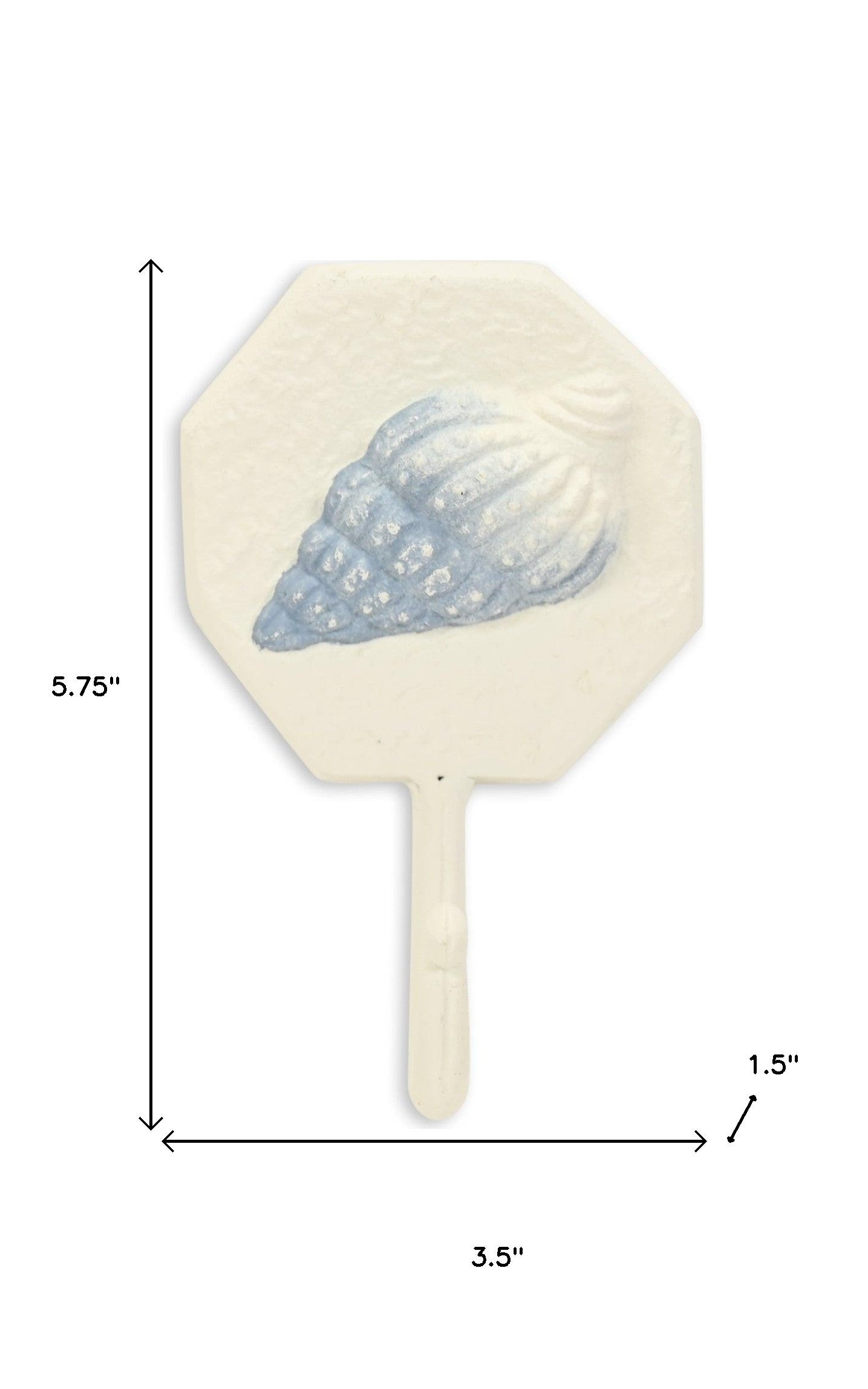 4" Blue And Cream Cast Iron Conch Shell Wall Hook-8