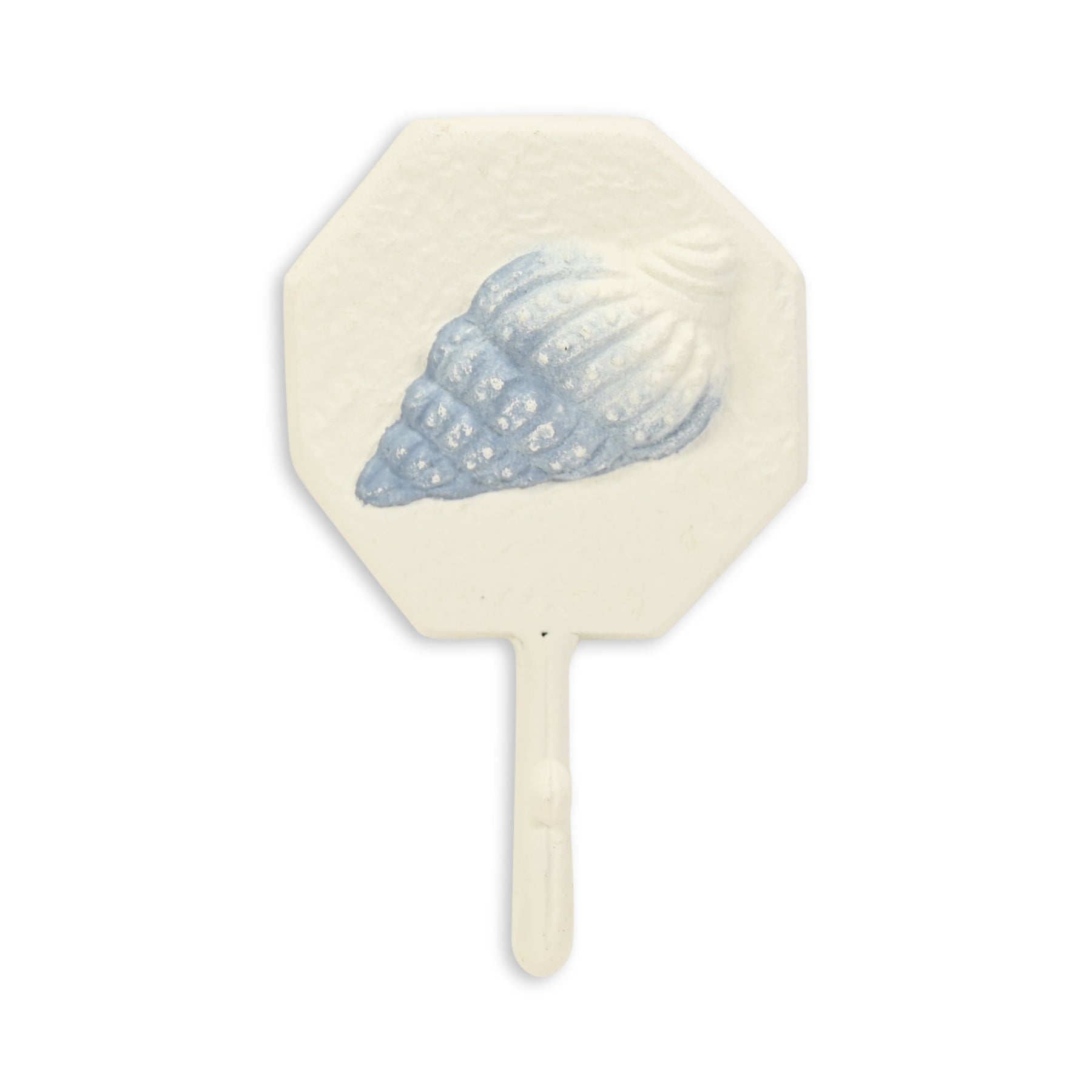 4" Blue And Cream Cast Iron Conch Shell Wall Hook-1