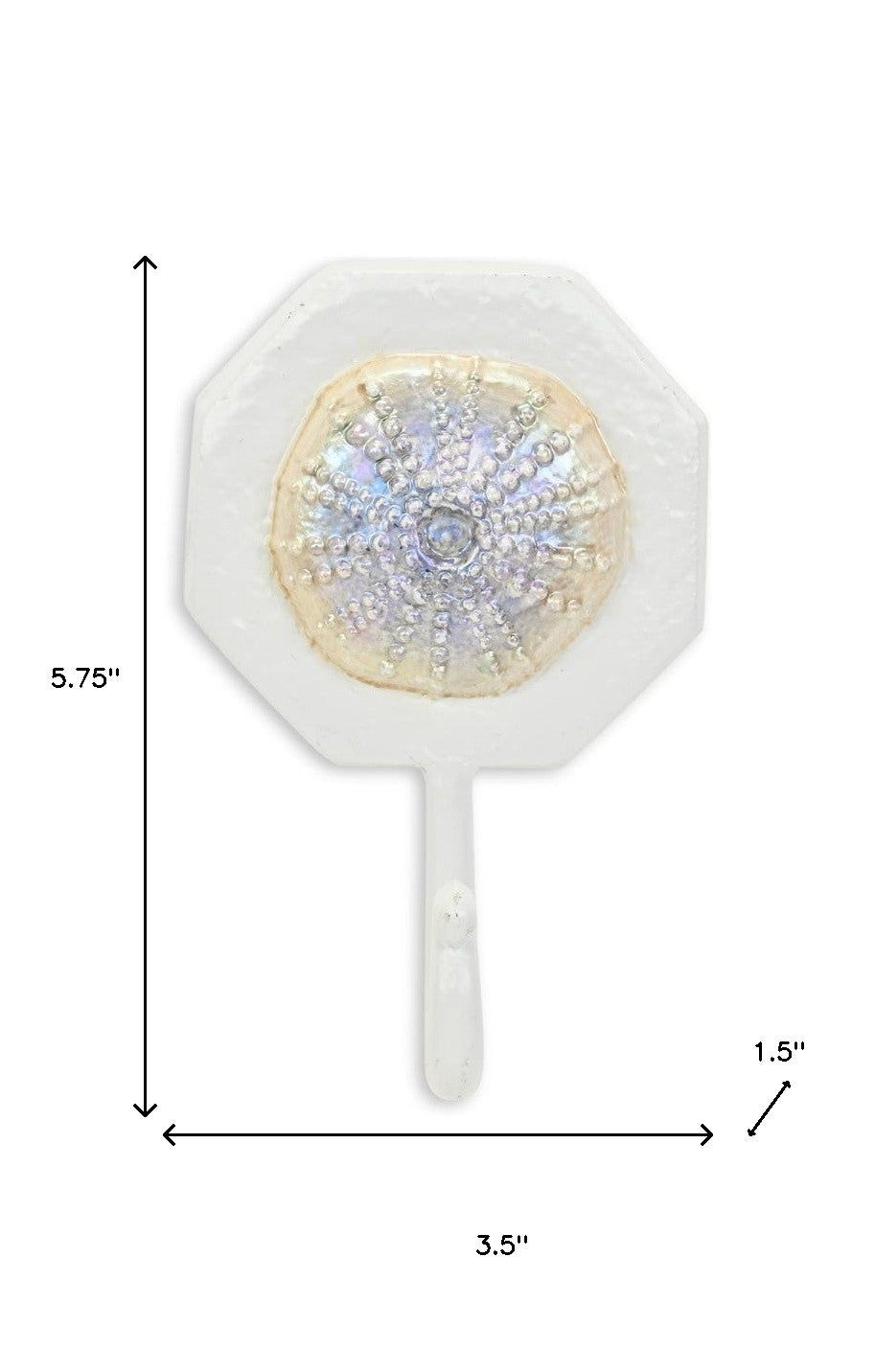 4" Pearl And White Cast Iron Sand Dollar Wall Hook-8