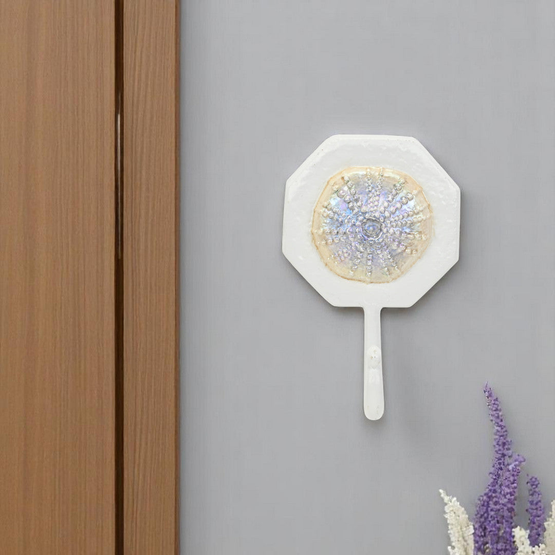 4" Pearl And White Cast Iron Sand Dollar Wall Hook-0
