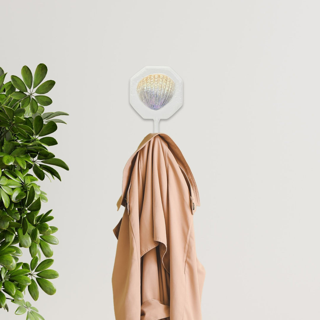 4" Cream And Pearl Cast Iron Seashell Wall Hook-5